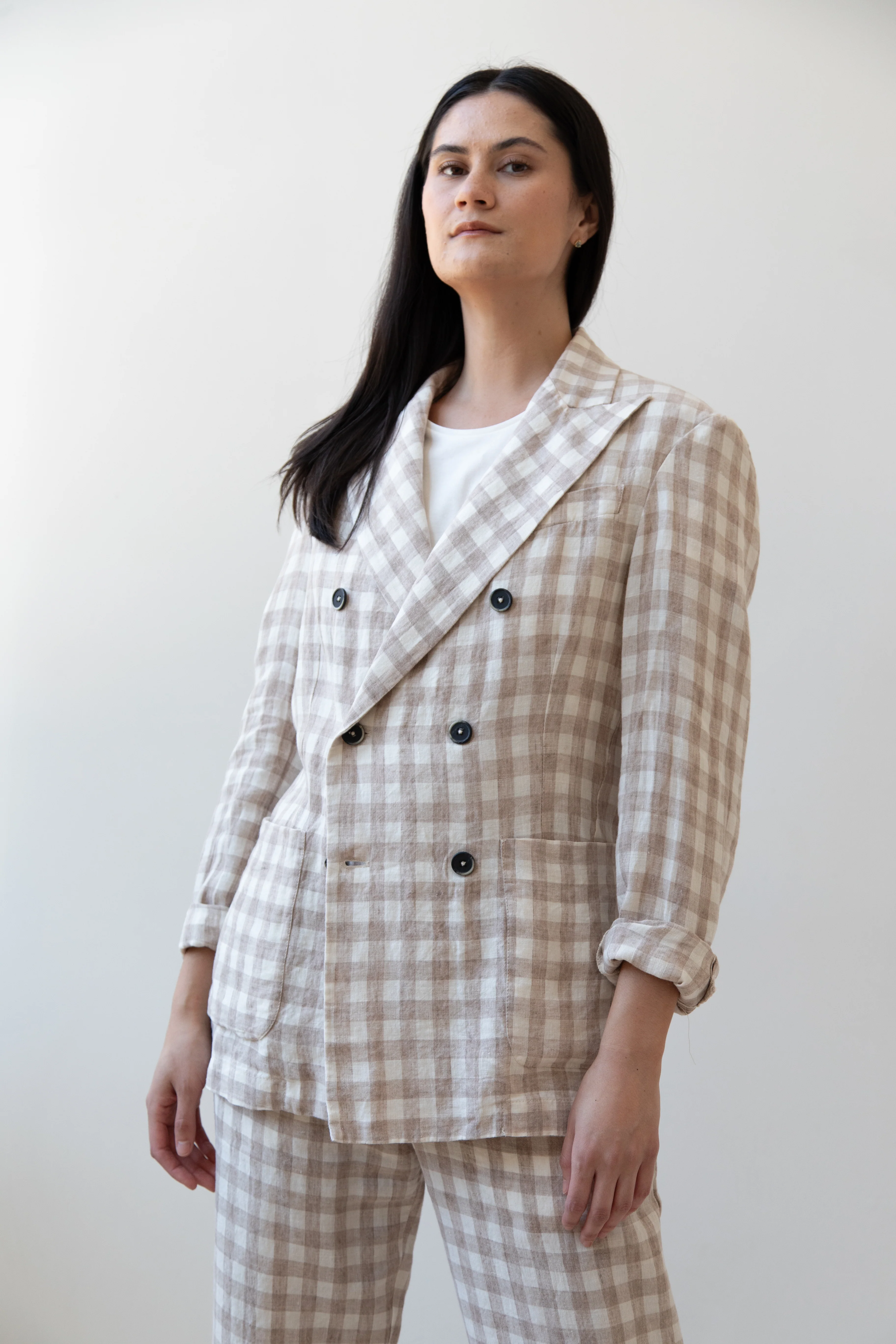 Barena Venezia | Double Breasted Blazer in Cream Check - Image 28