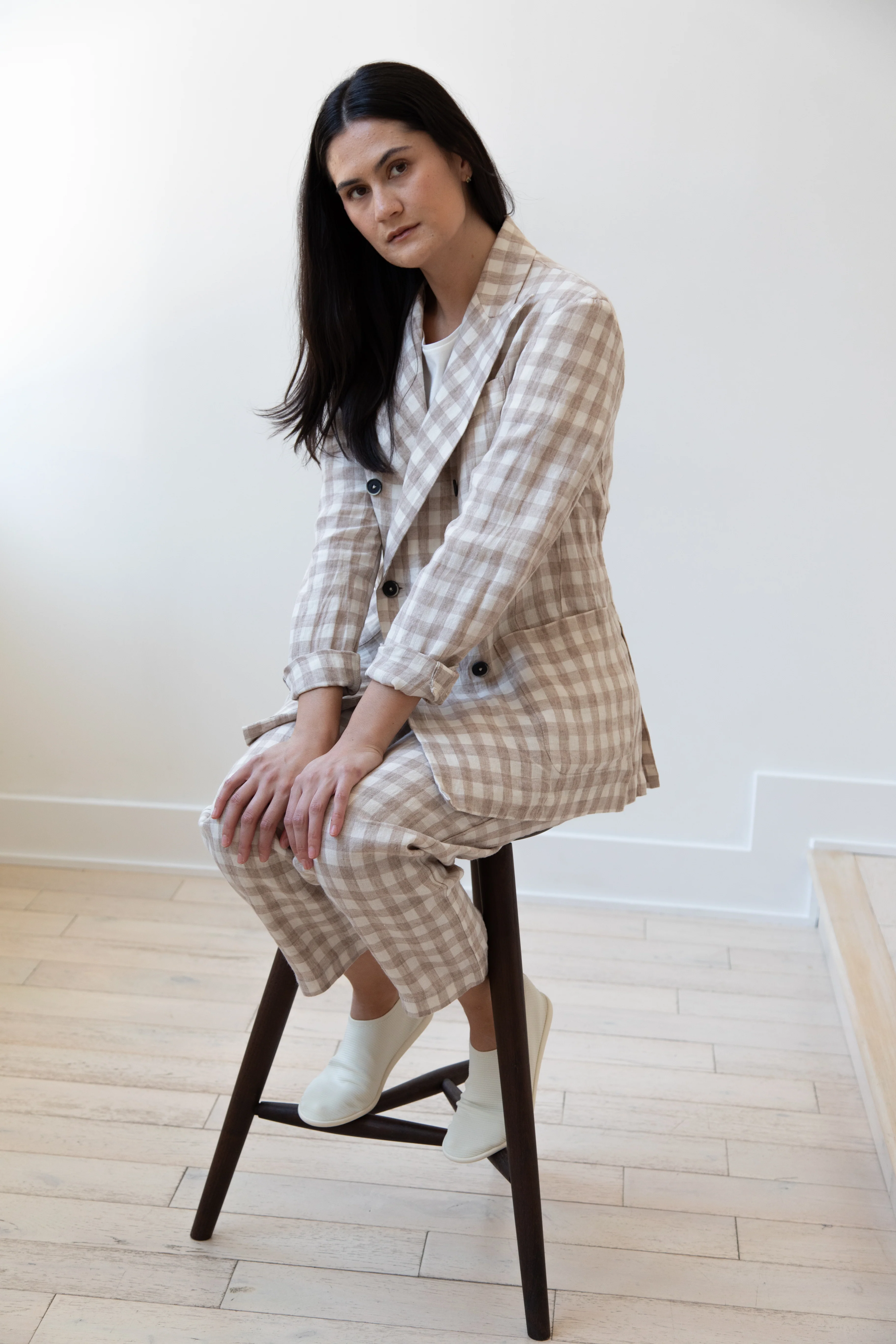 Barena Venezia | Double Breasted Blazer in Cream Check - Image 29
