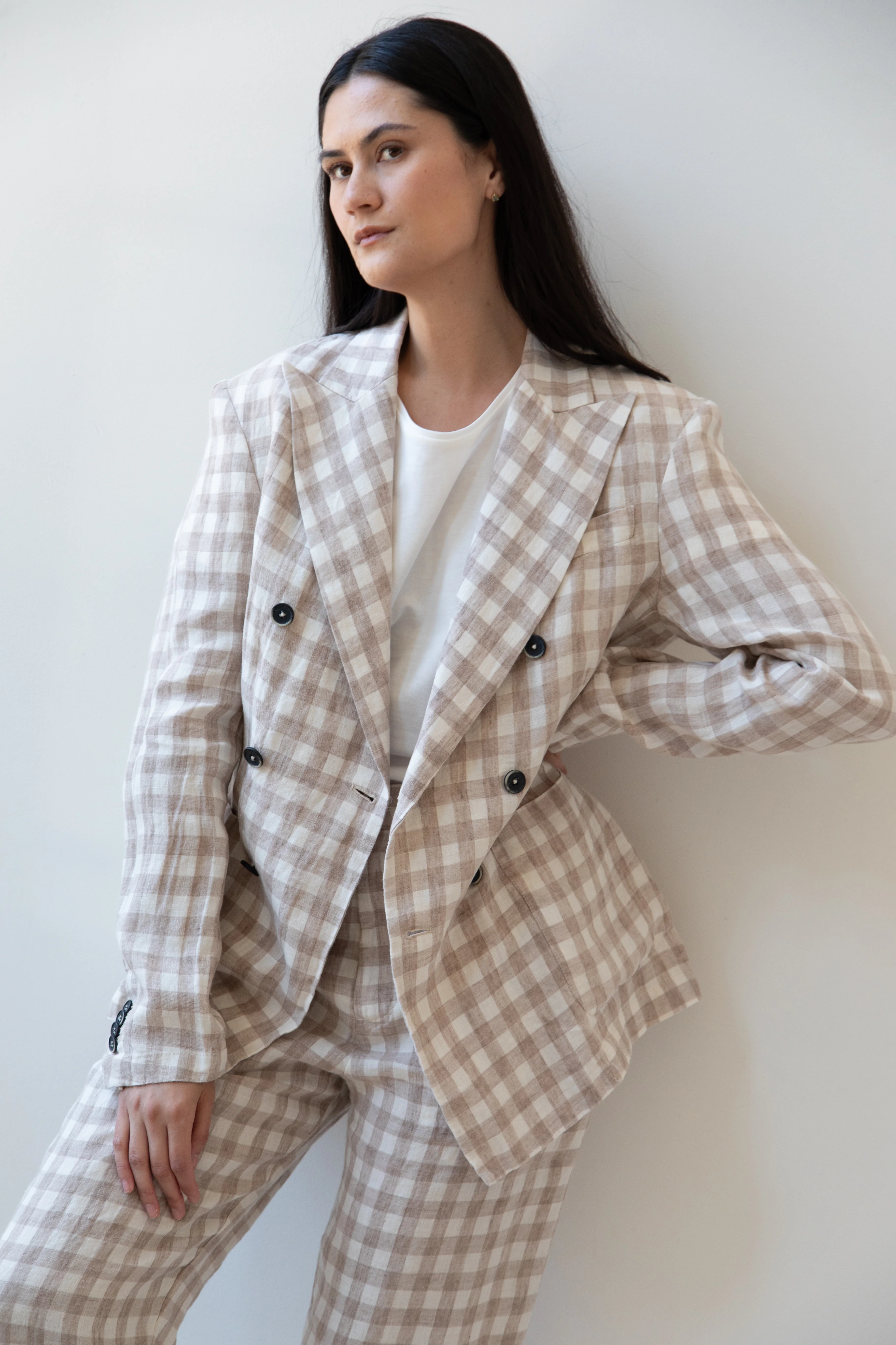 Barena Venezia | Double Breasted Blazer in Cream Check - Image 3