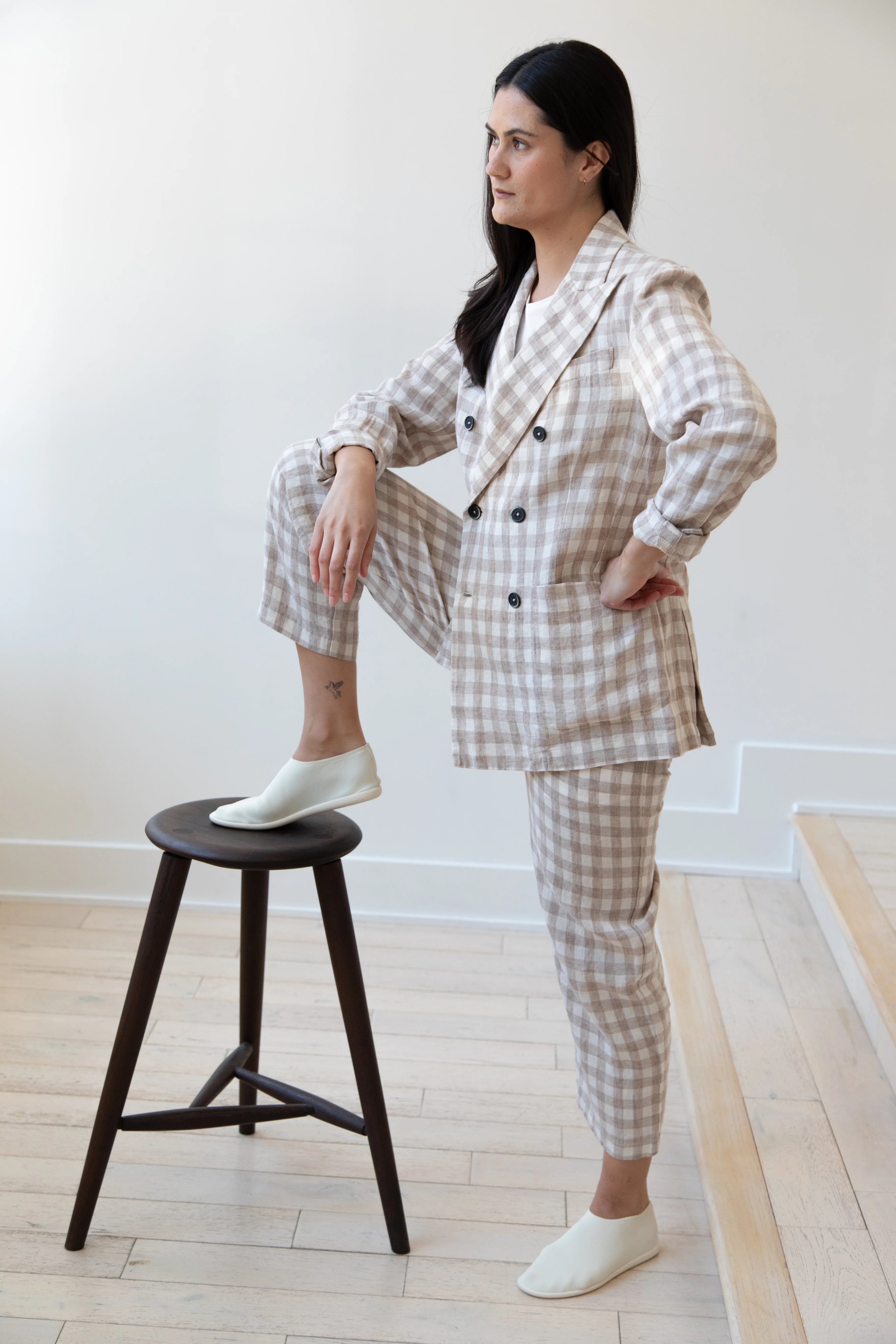 Barena Venezia | Double Breasted Blazer in Cream Check - Image 33