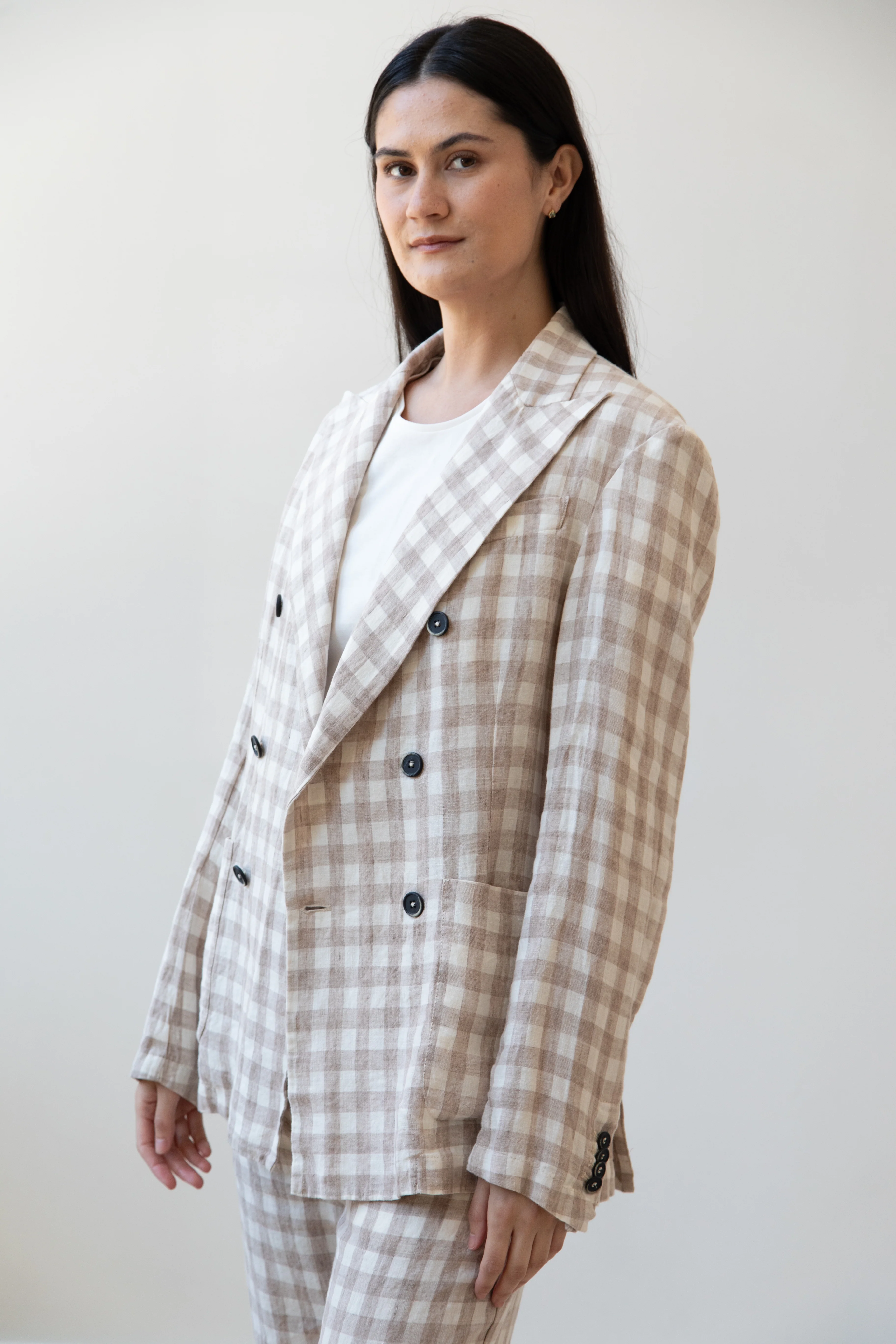 Barena Venezia | Double Breasted Blazer in Cream Check - Image 4