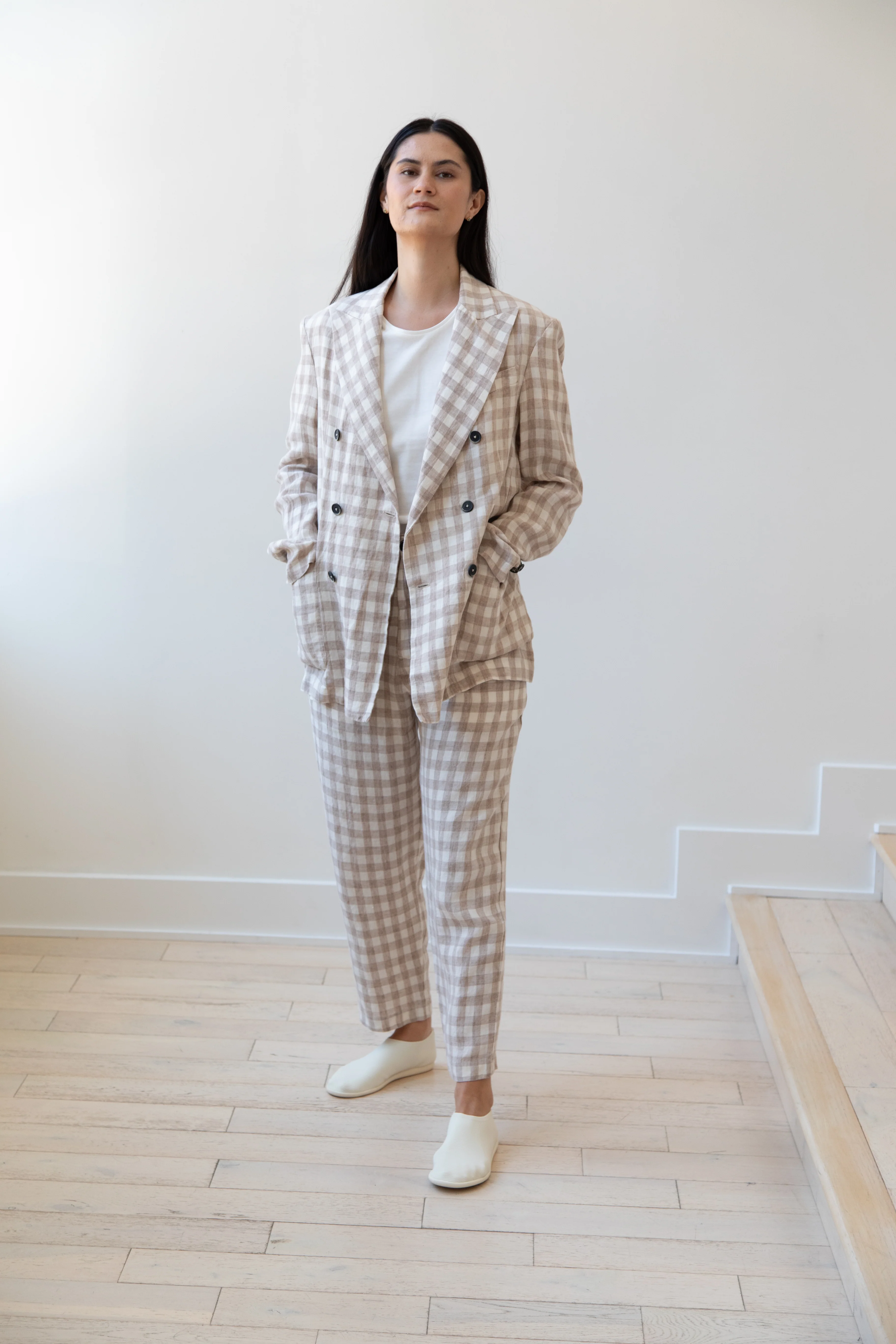 Barena Venezia | Double Breasted Blazer in Cream Check - Image 5