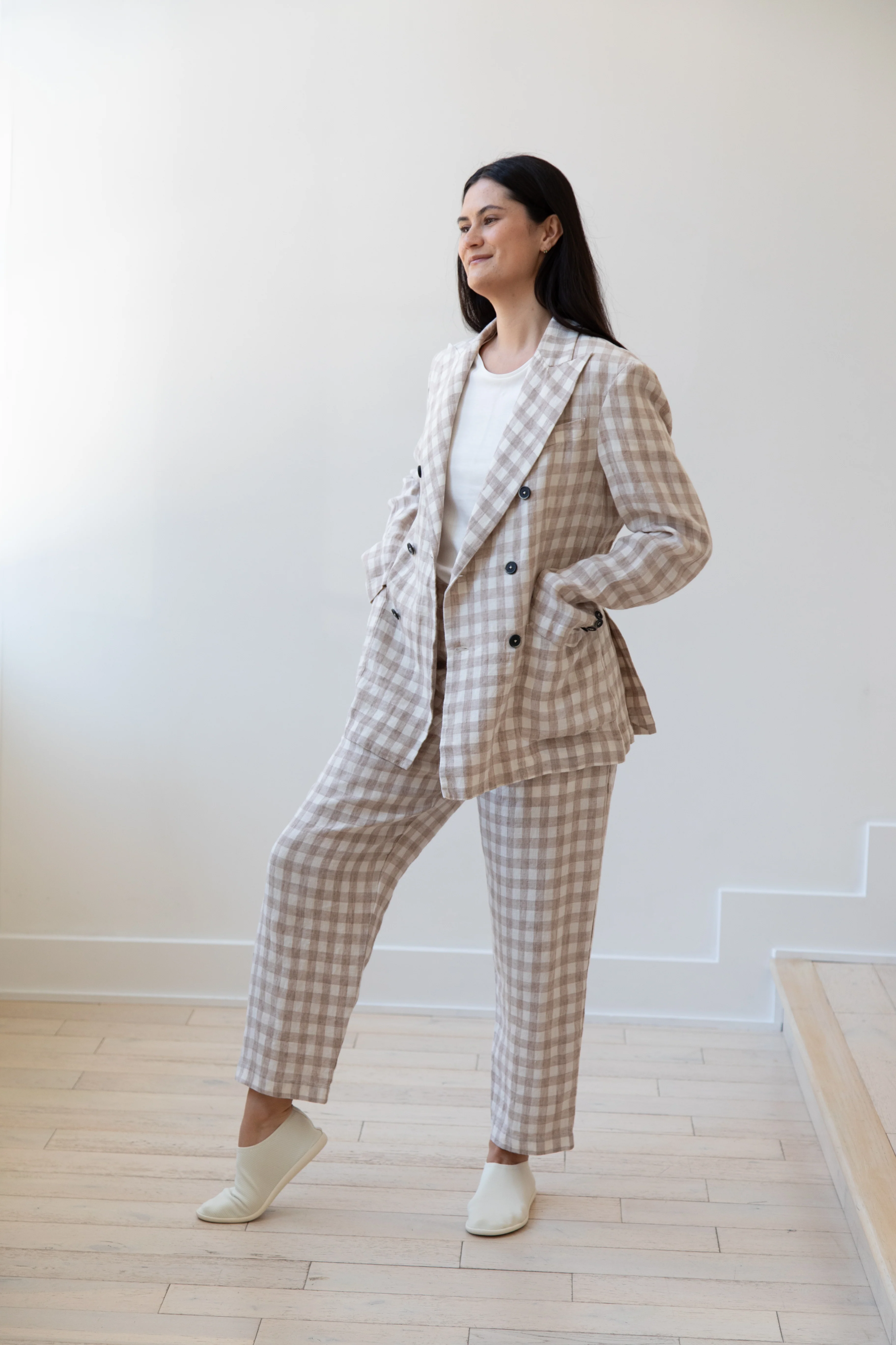 Barena Venezia | Double Breasted Blazer in Cream Check - Image 7