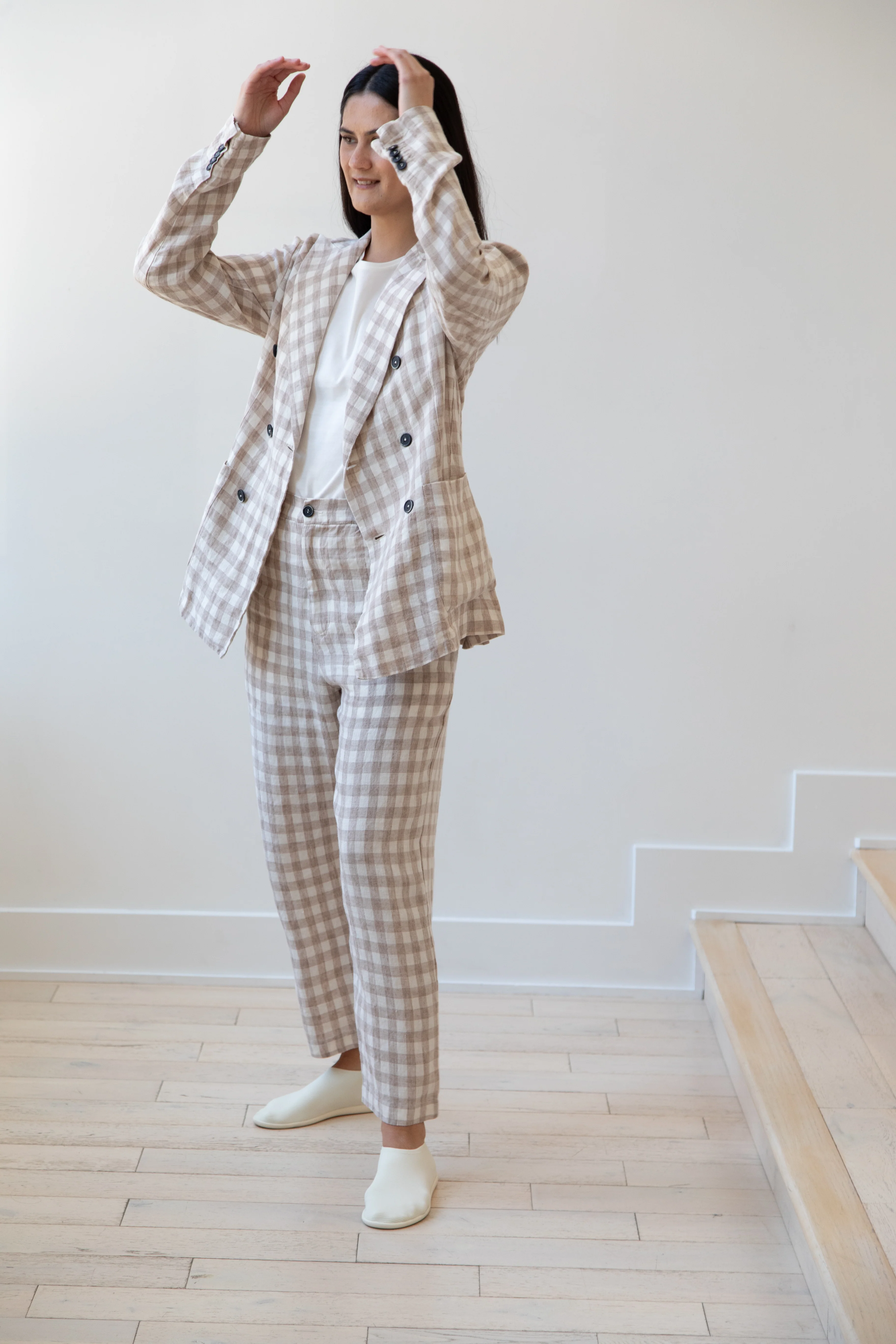 Barena Venezia | Double Breasted Blazer in Cream Check - Image 8