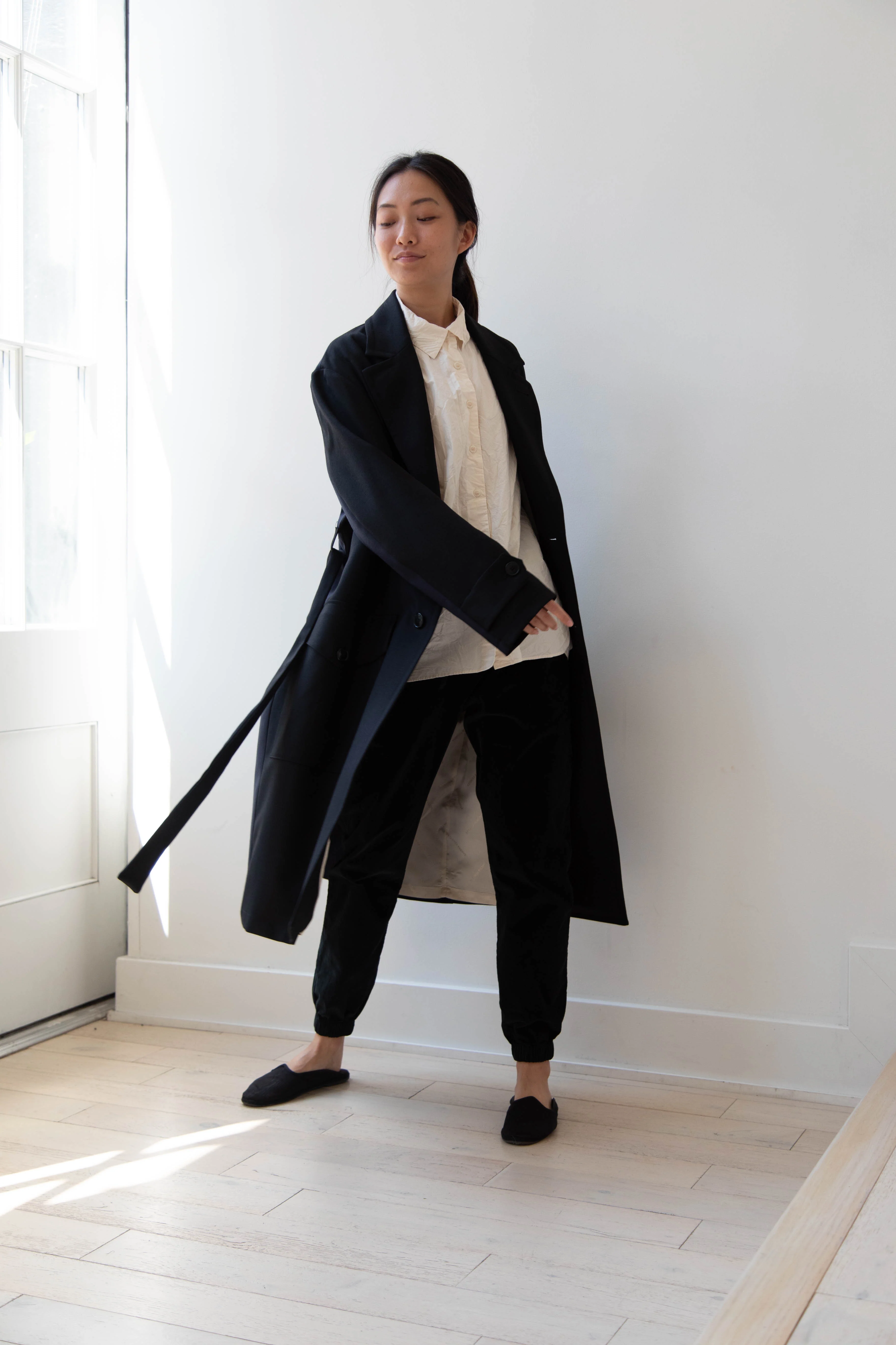 Barena Venezia Zanette Wool Coat in Black & Navy - Image 17