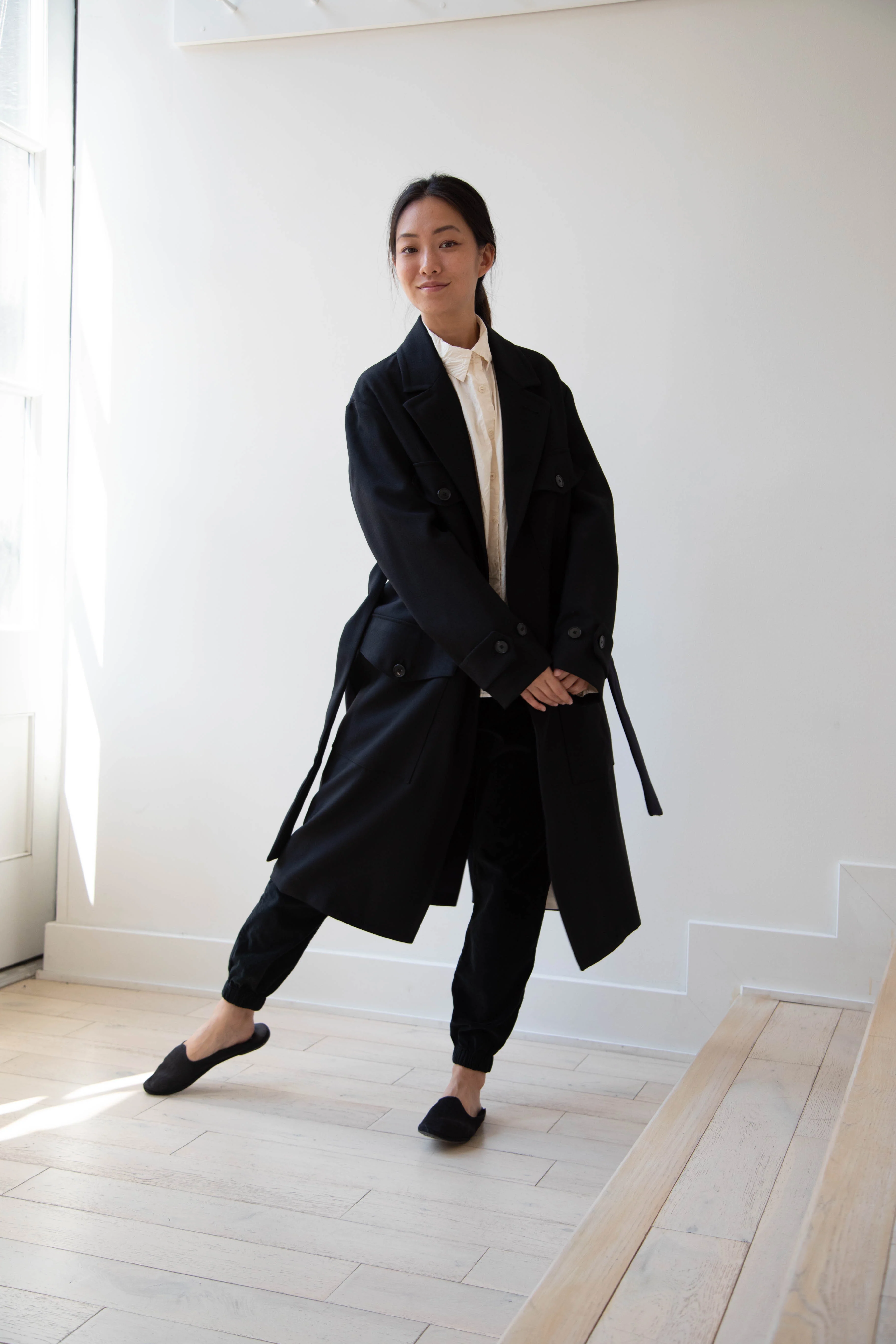 Barena Venezia Zanette Wool Coat in Black & Navy - Image 21