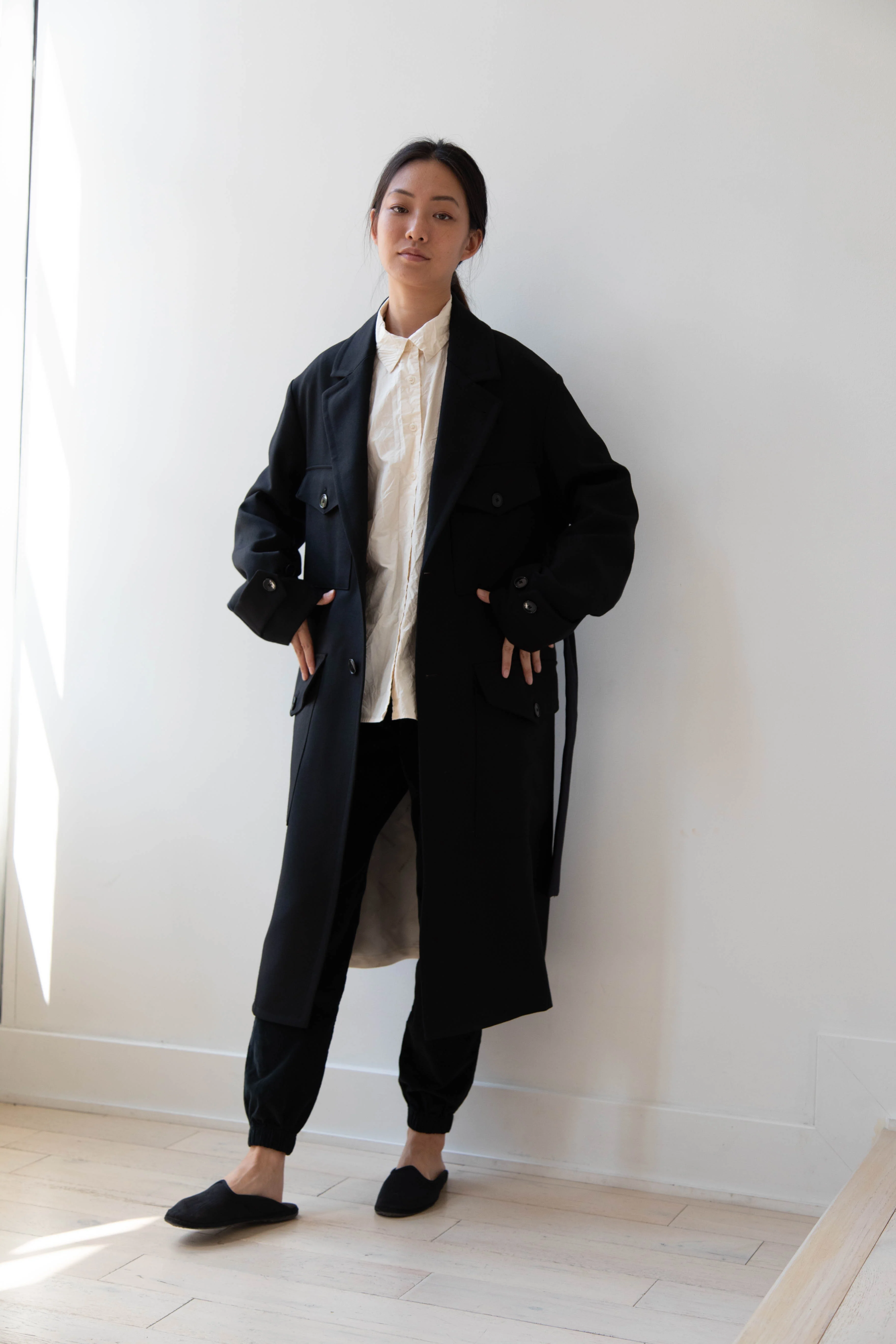 Barena Venezia Zanette Wool Coat in Black & Navy - Image 22