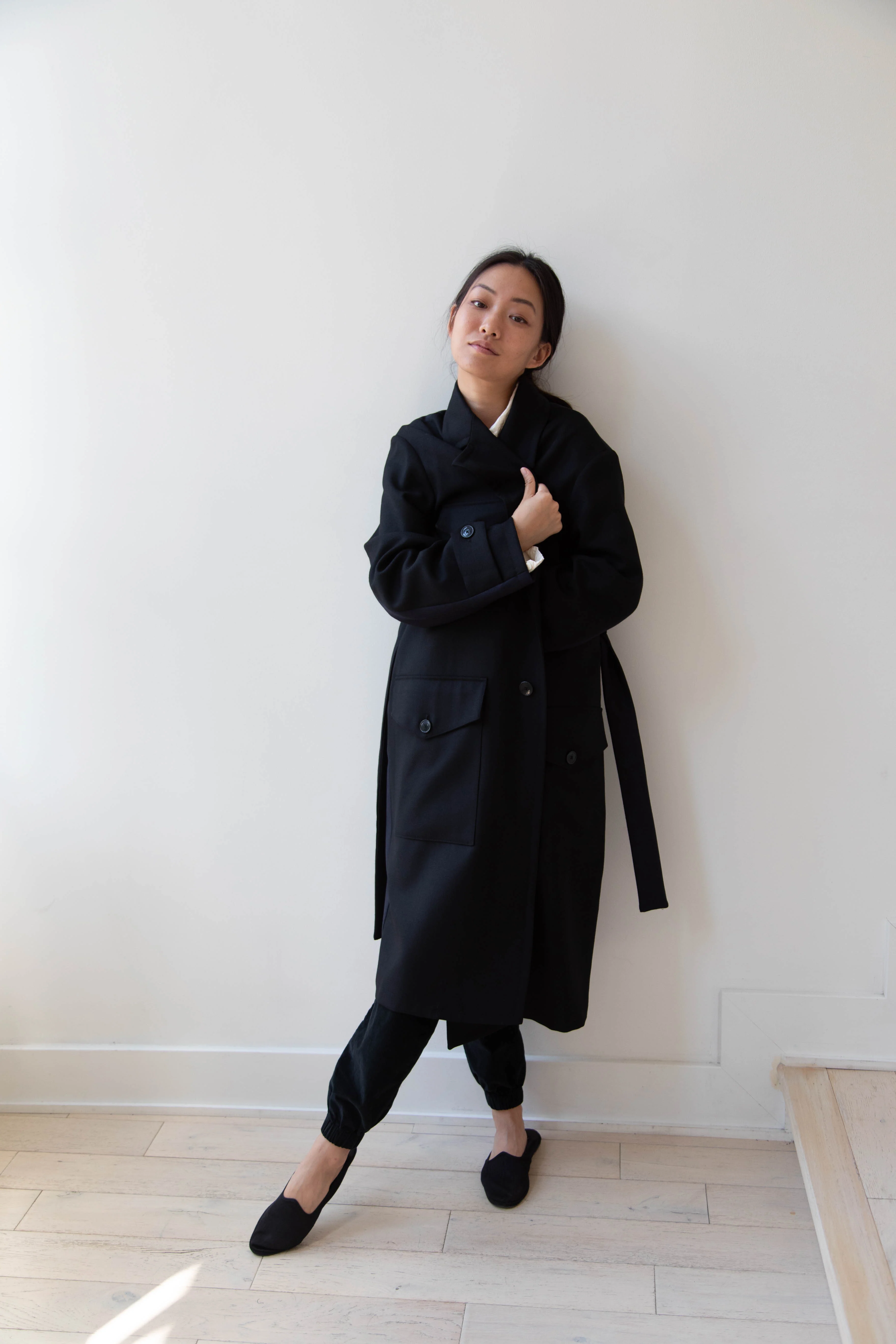 Barena Venezia Zanette Wool Coat in Black & Navy - Image 27