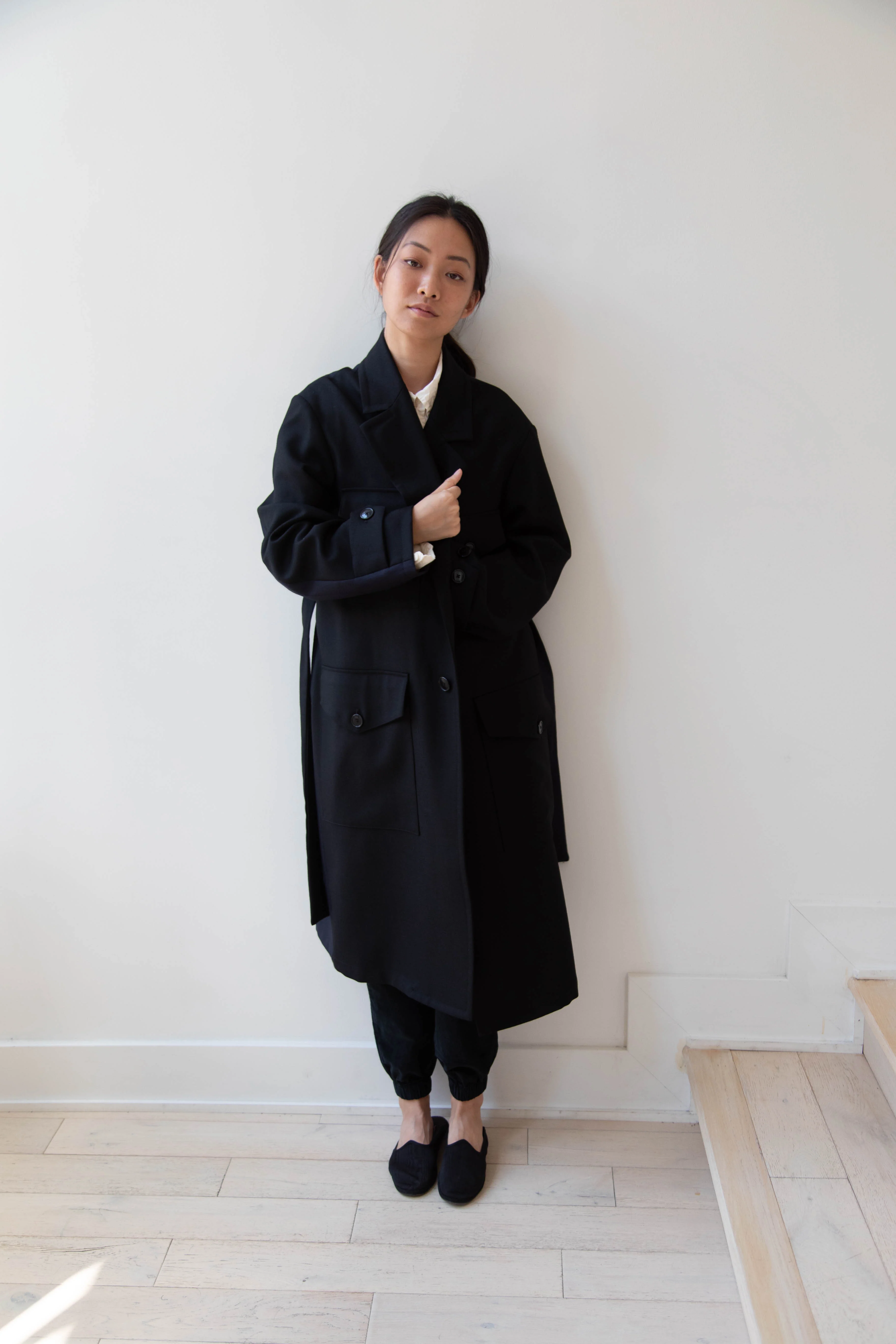 Barena Venezia Zanette Wool Coat in Black & Navy - Image 28