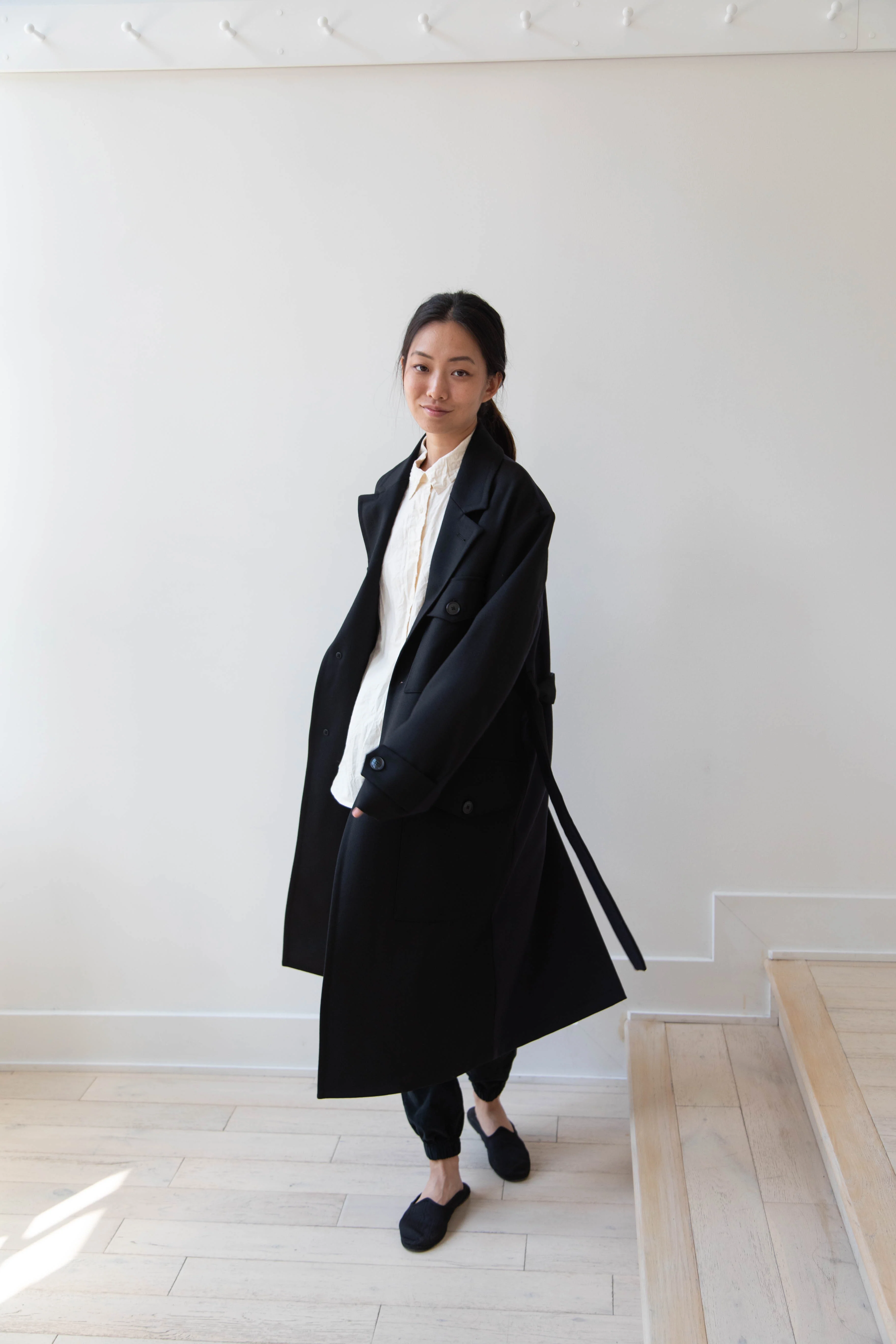 Barena Venezia Zanette Wool Coat in Black & Navy - Image 29