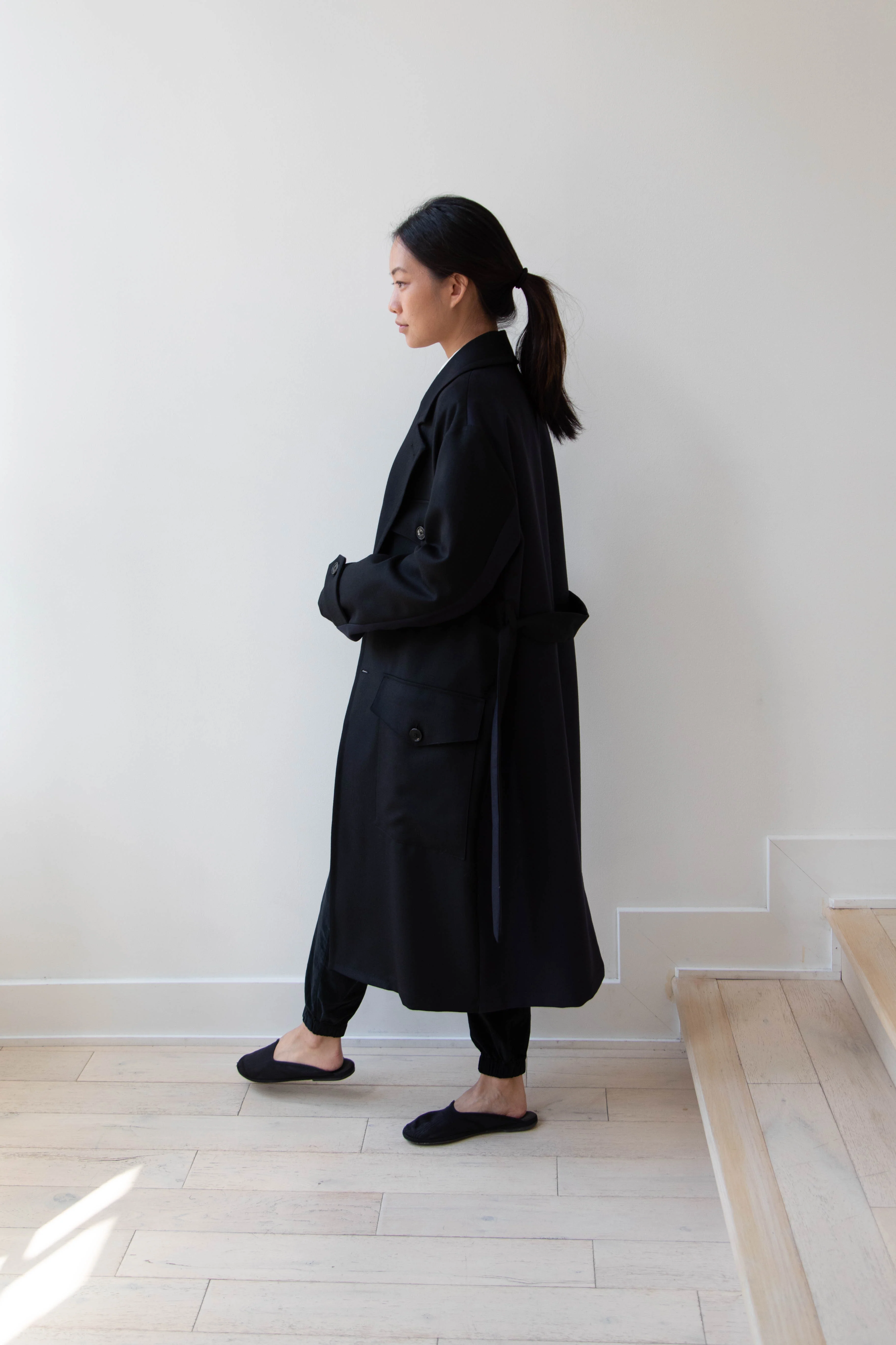 Barena Venezia Zanette Wool Coat in Black & Navy - Image 31