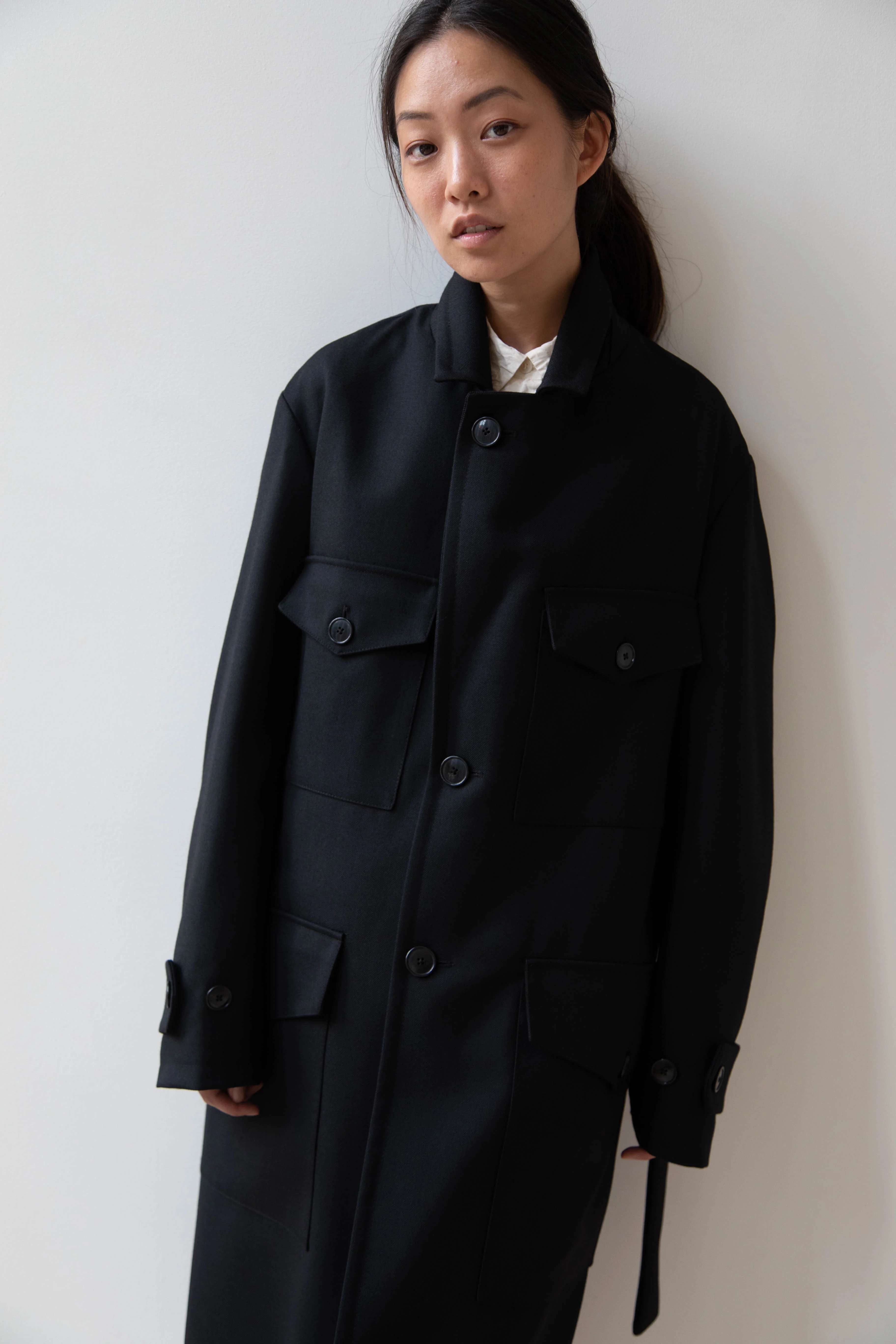 Barena Venezia Zanette Wool Coat in Black & Navy - Image 41
