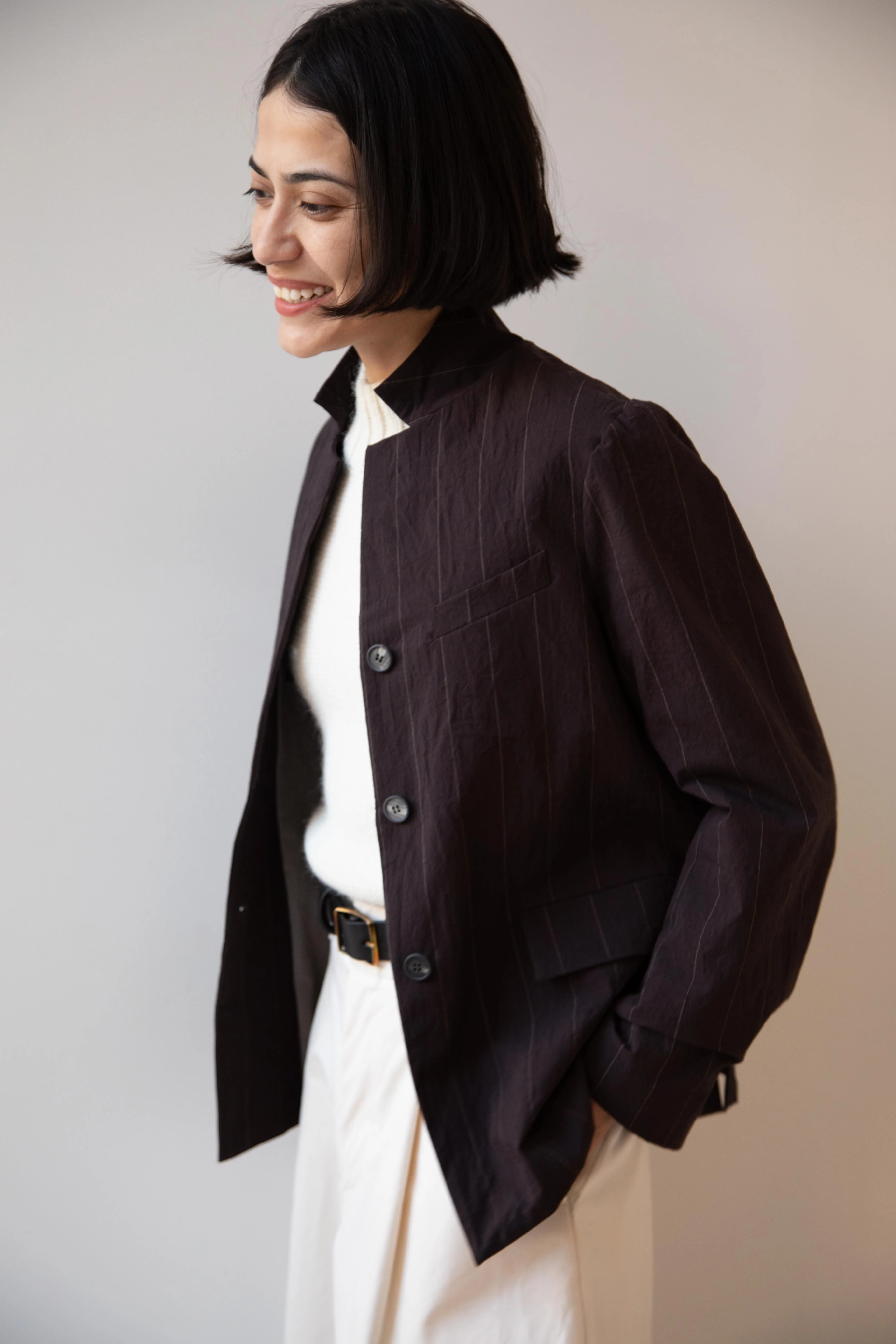 Bergfabel | Giulia Jacket in Eggplant Stripe - Image 7