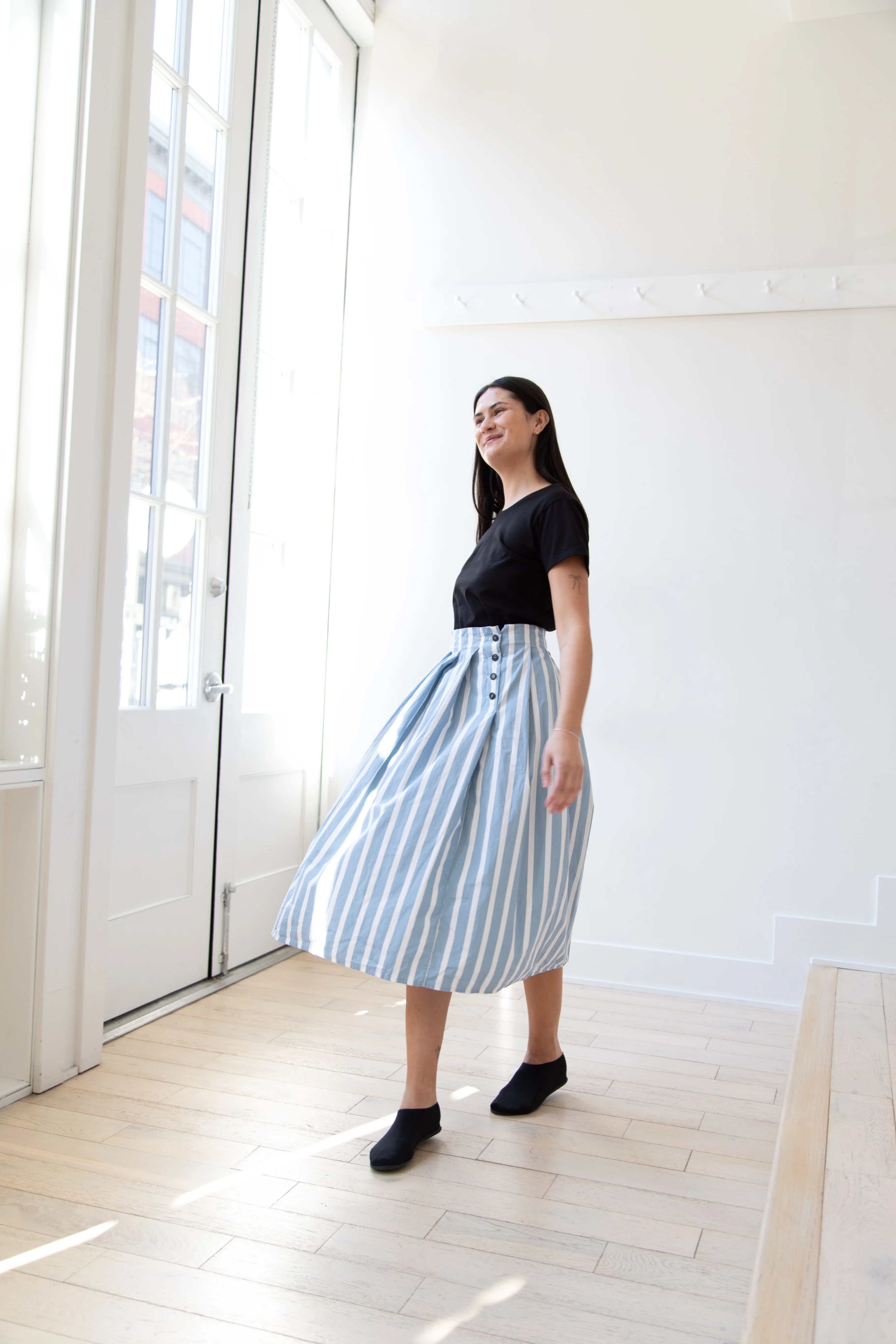 Bergfabel | Mathilde Skirt in Big Blue Stripes - Image 15