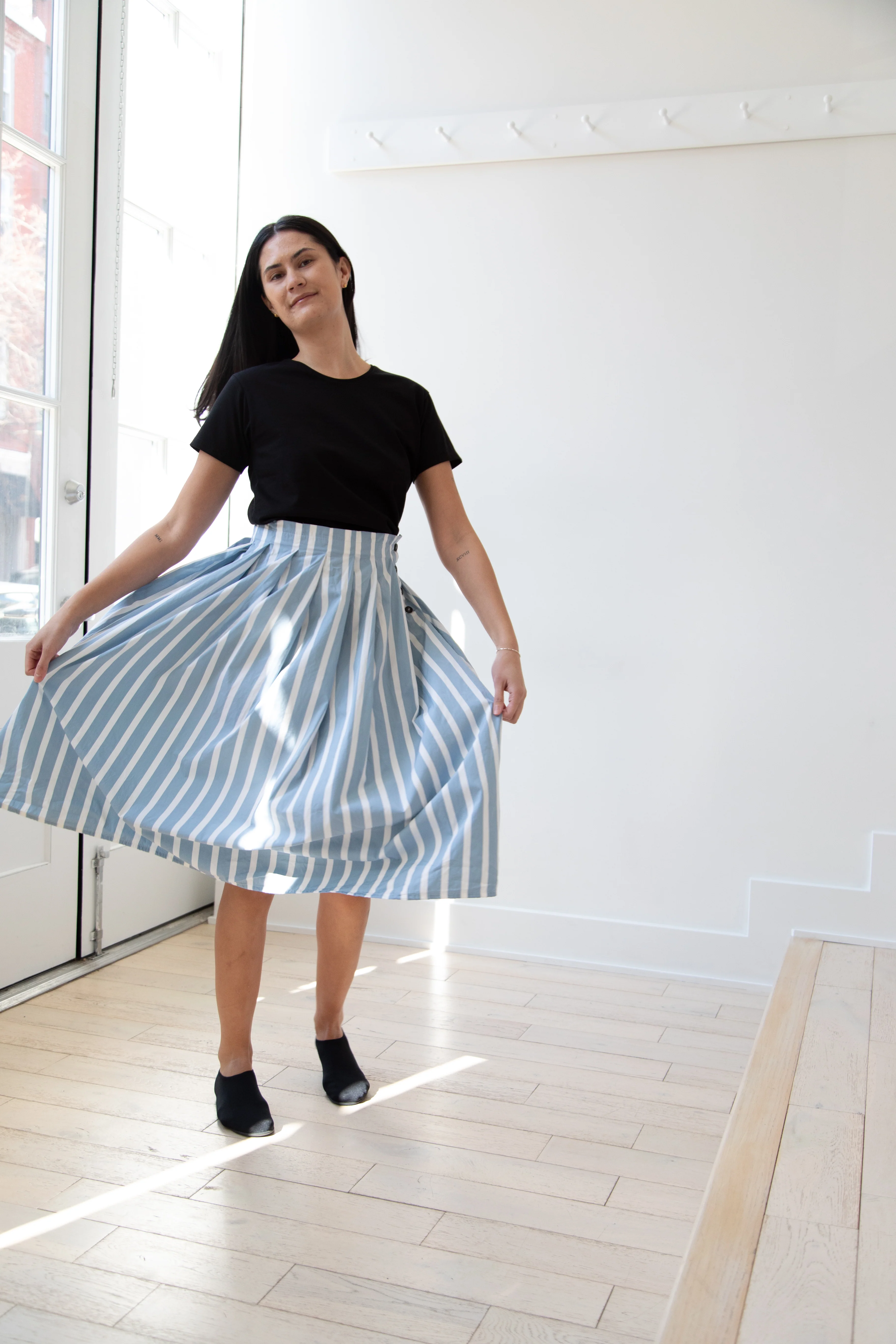 Bergfabel | Mathilde Skirt in Big Blue Stripes - Image 24