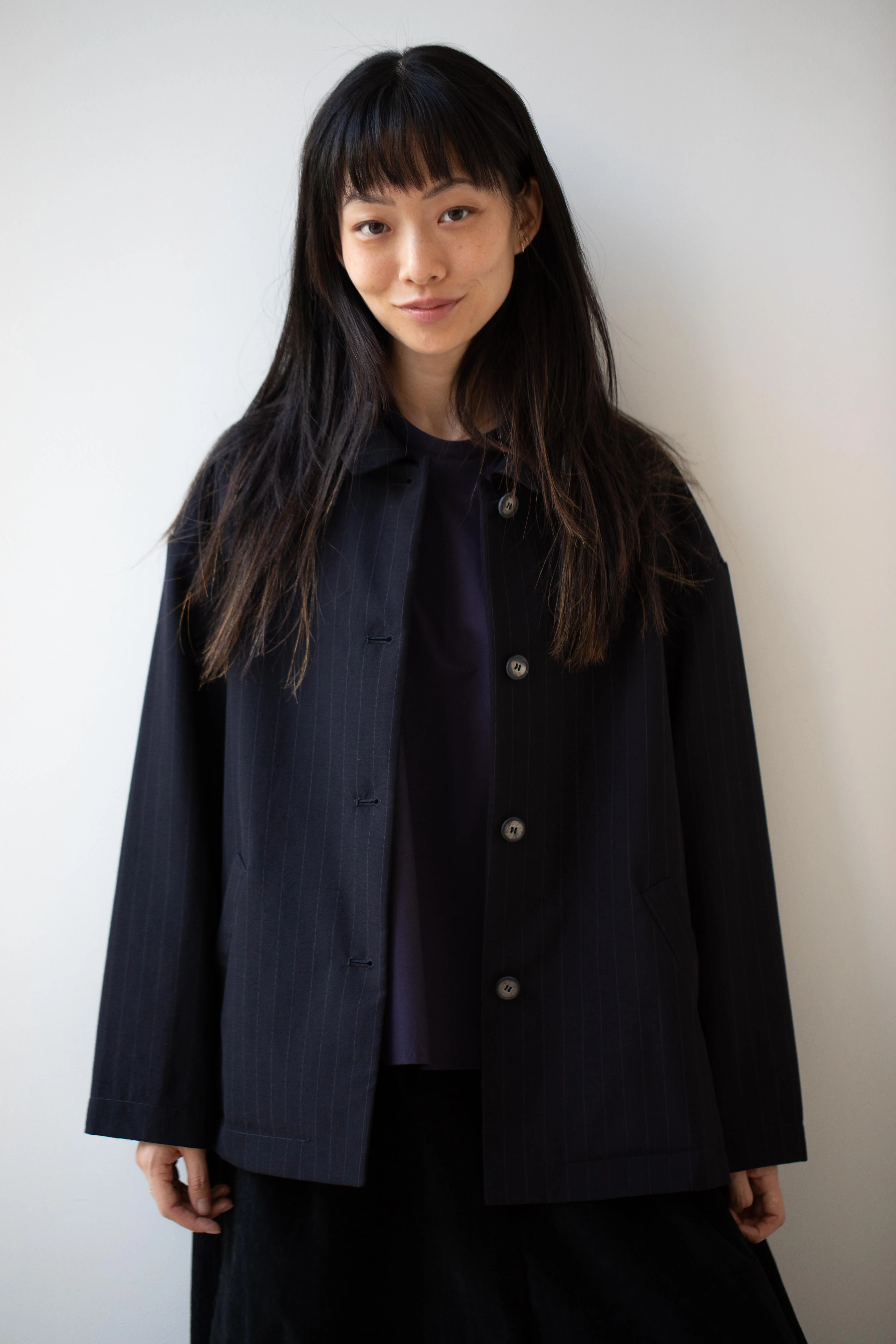 Bergfabel | Uli Jacket in Navy Stripe Wool - Image 10