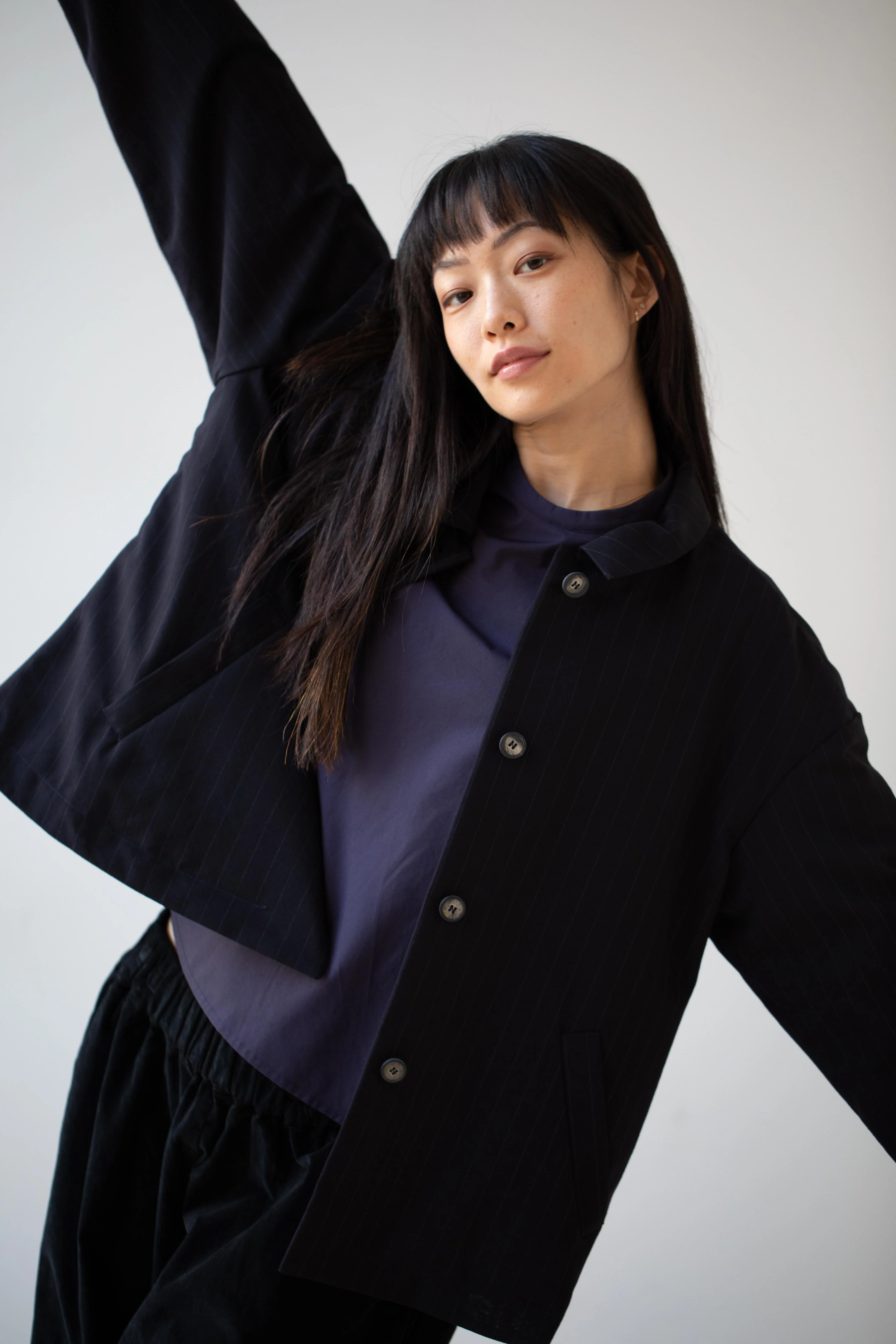 Bergfabel | Uli Jacket in Navy Stripe Wool - Image 14