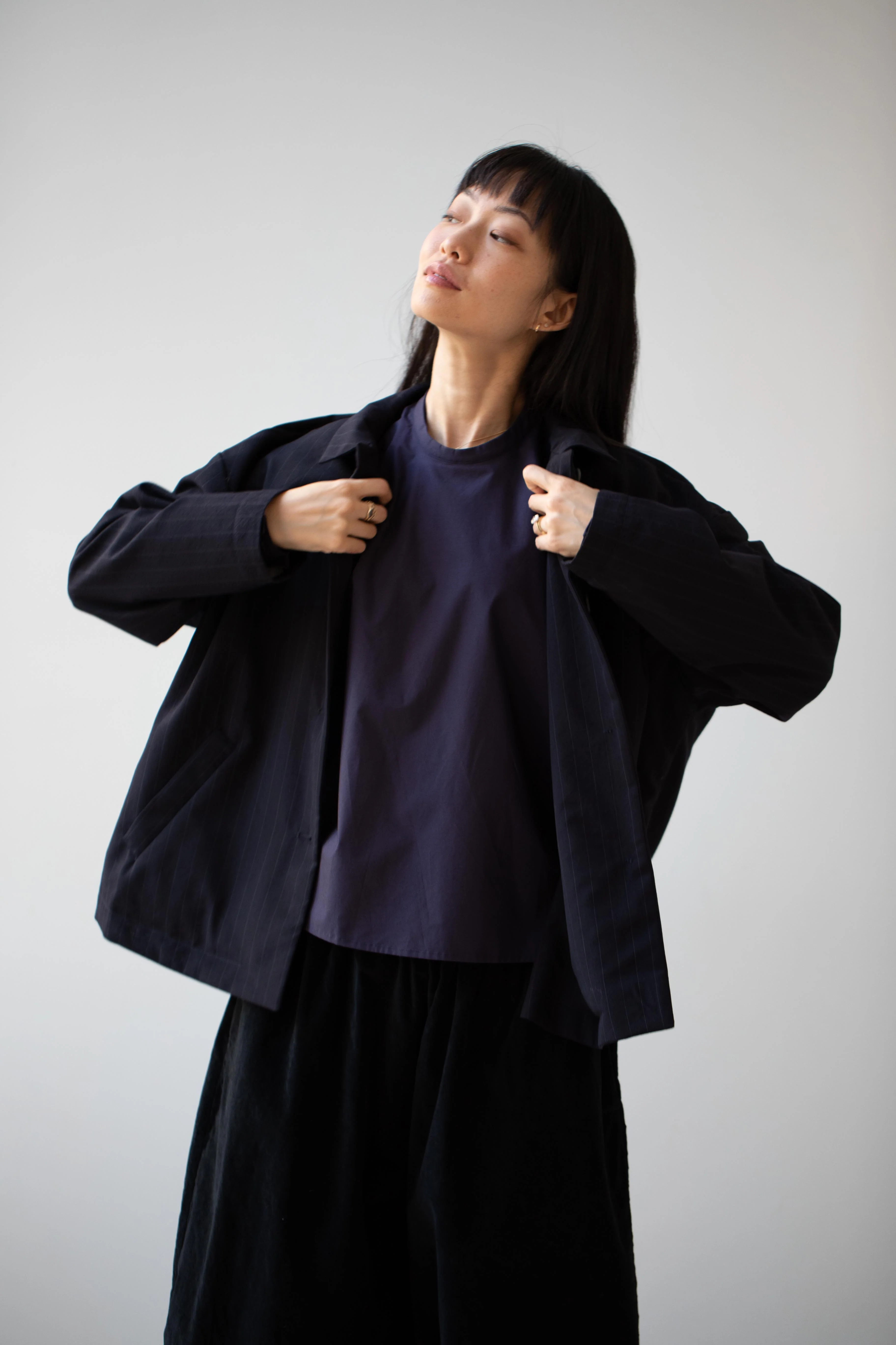 Bergfabel | Uli Jacket in Navy Stripe Wool - Image 15