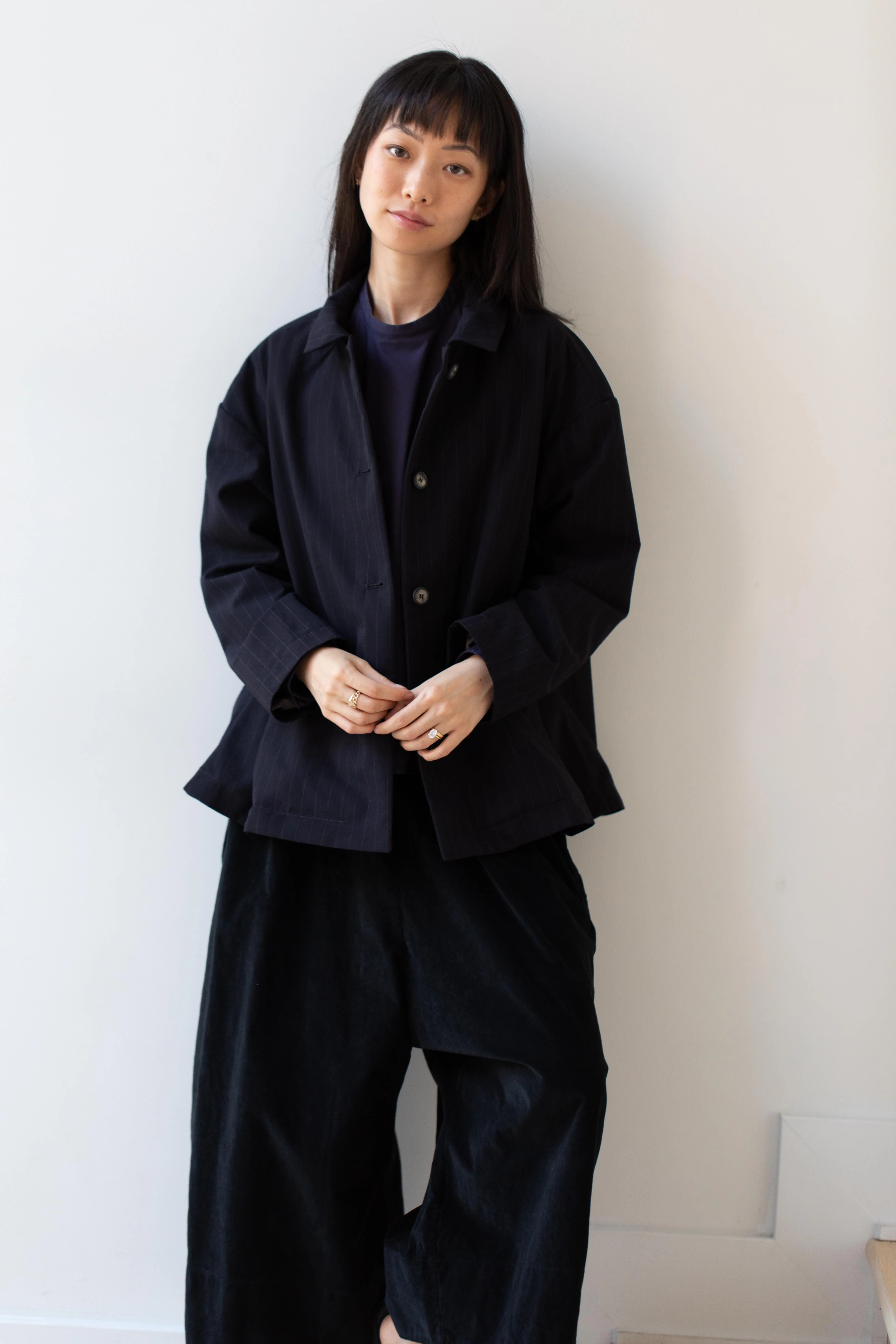 Bergfabel | Uli Jacket in Navy Stripe Wool - Image 16