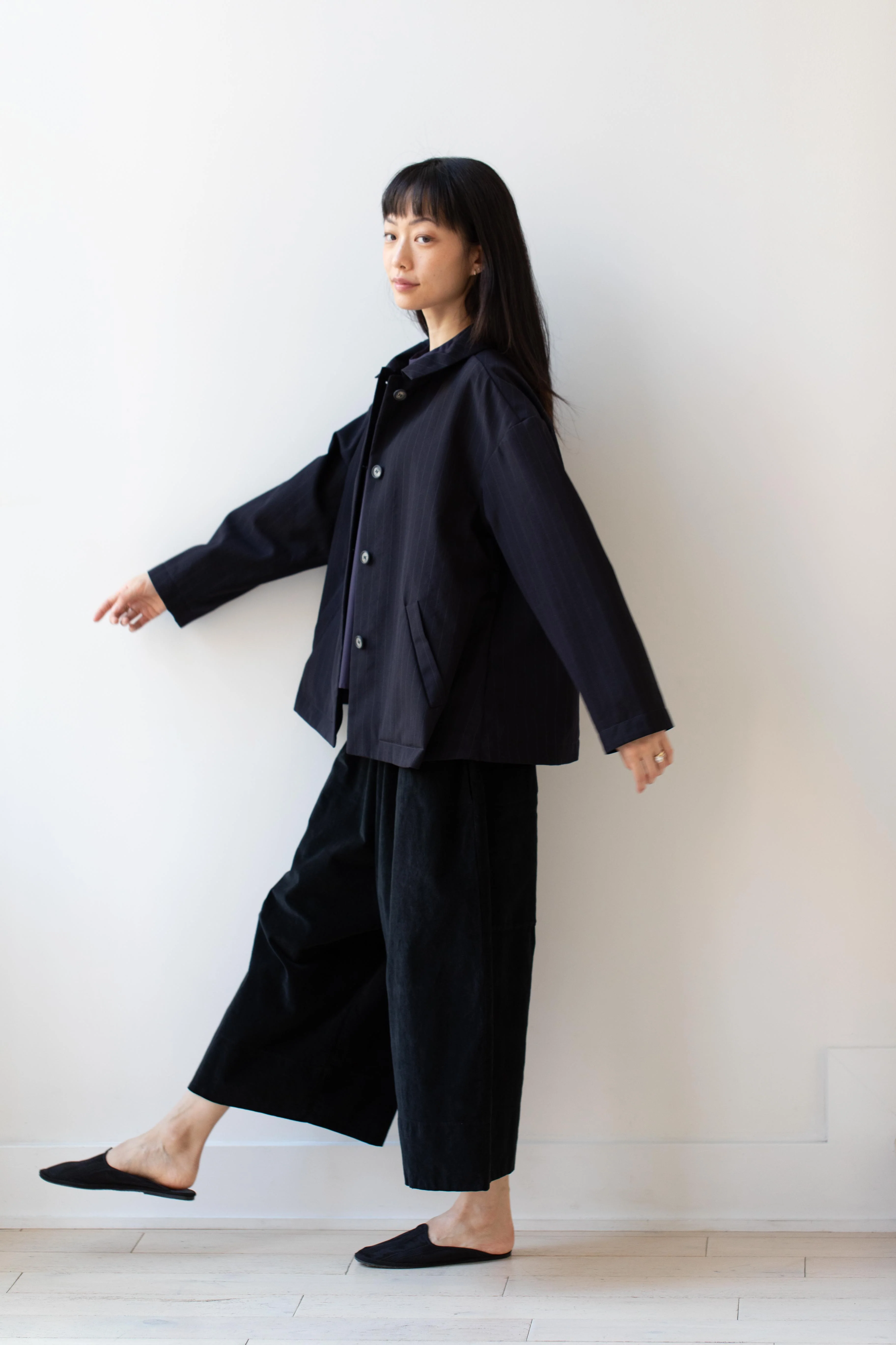Bergfabel | Uli Jacket in Navy Stripe Wool - Image 17