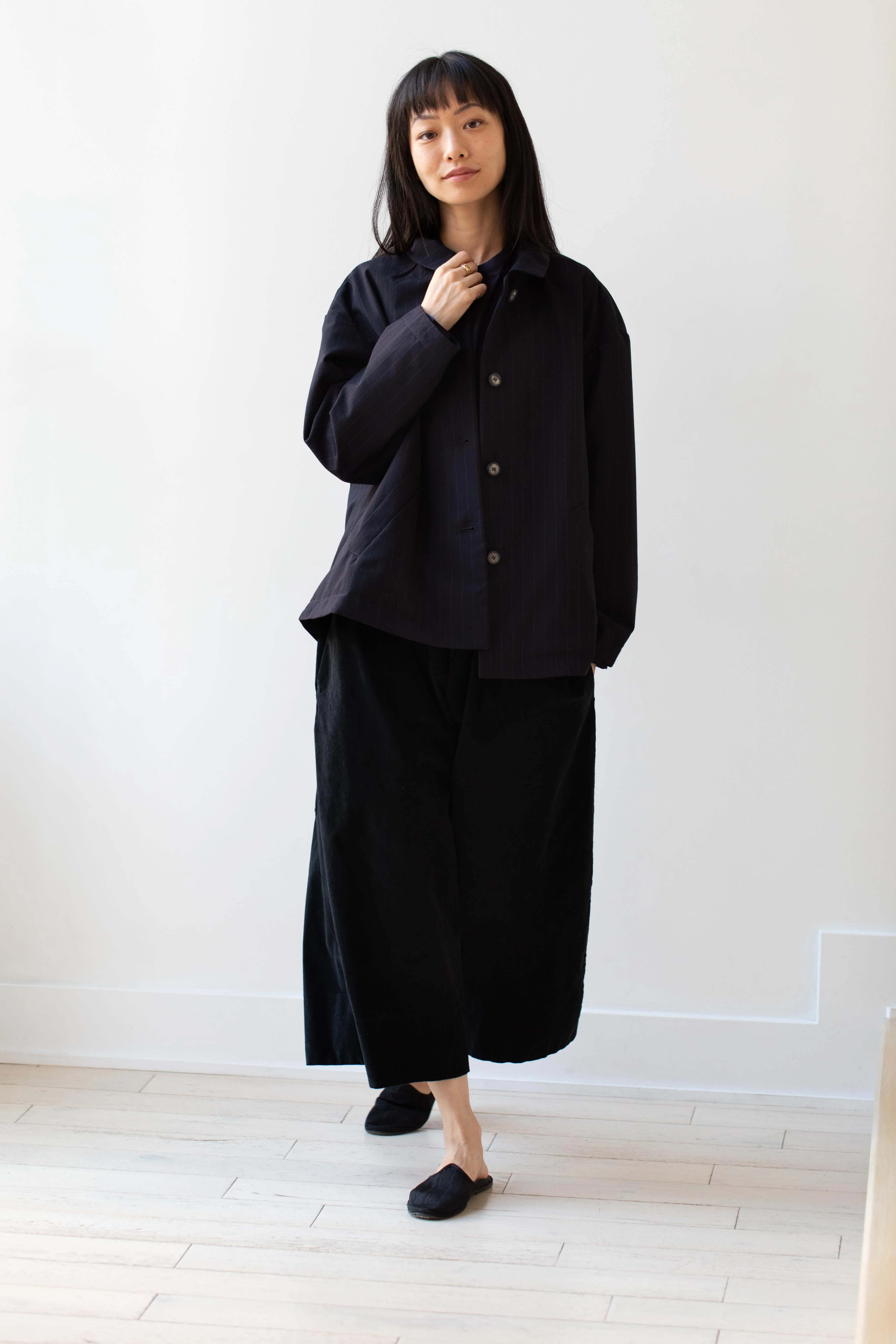 Bergfabel | Uli Jacket in Navy Stripe Wool - Image 19
