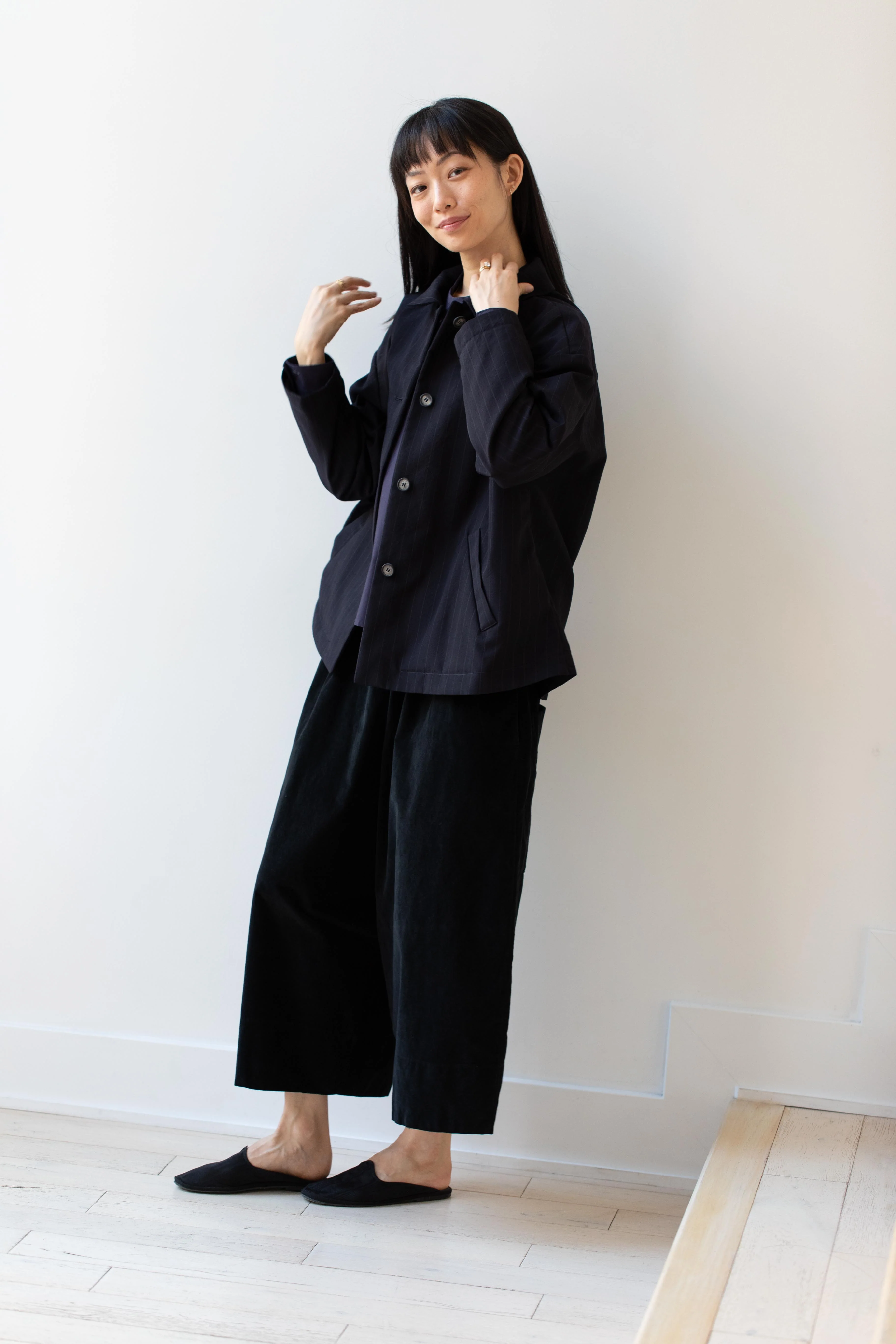 Bergfabel | Uli Jacket in Navy Stripe Wool - Image 21