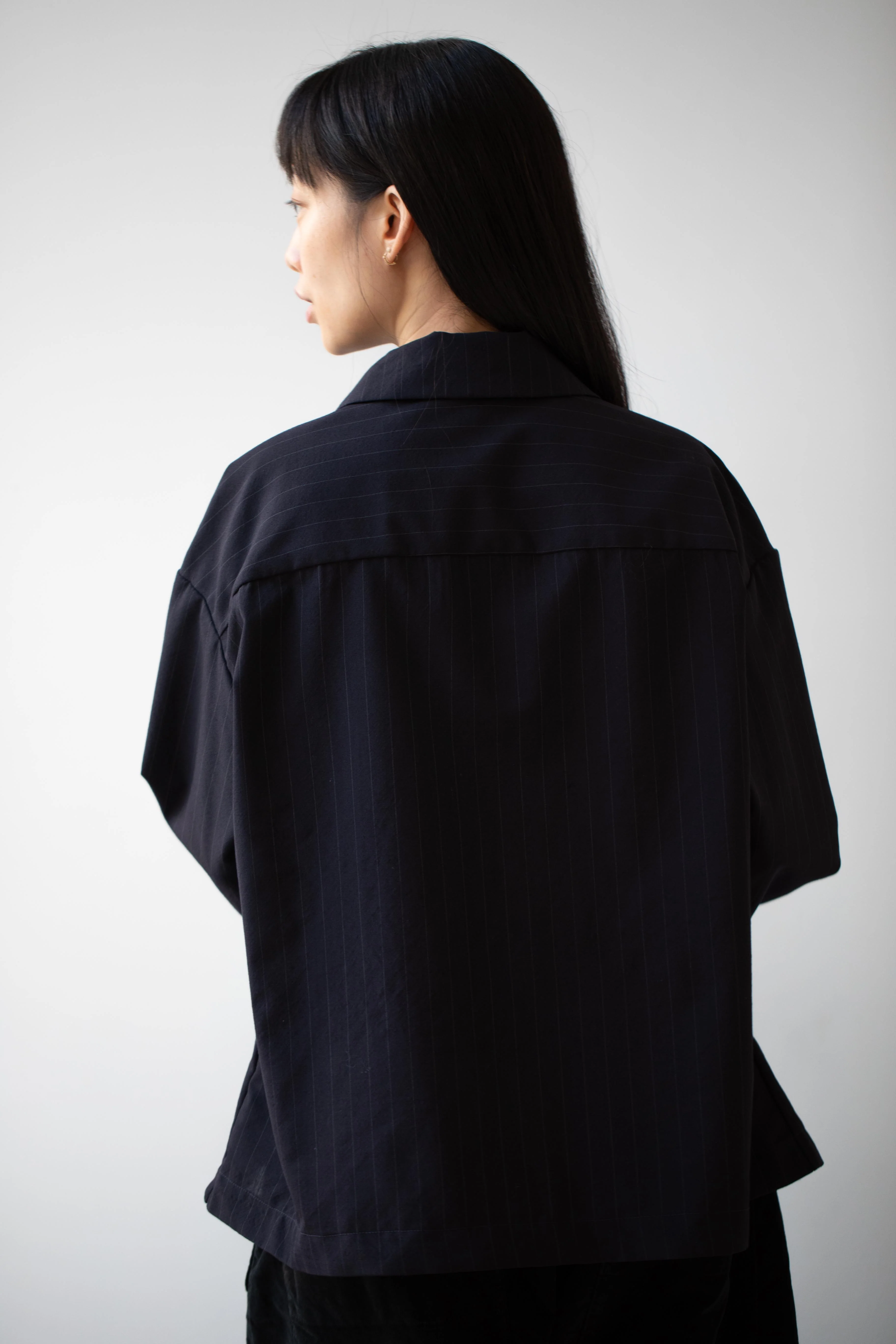 Bergfabel | Uli Jacket in Navy Stripe Wool - Image 22