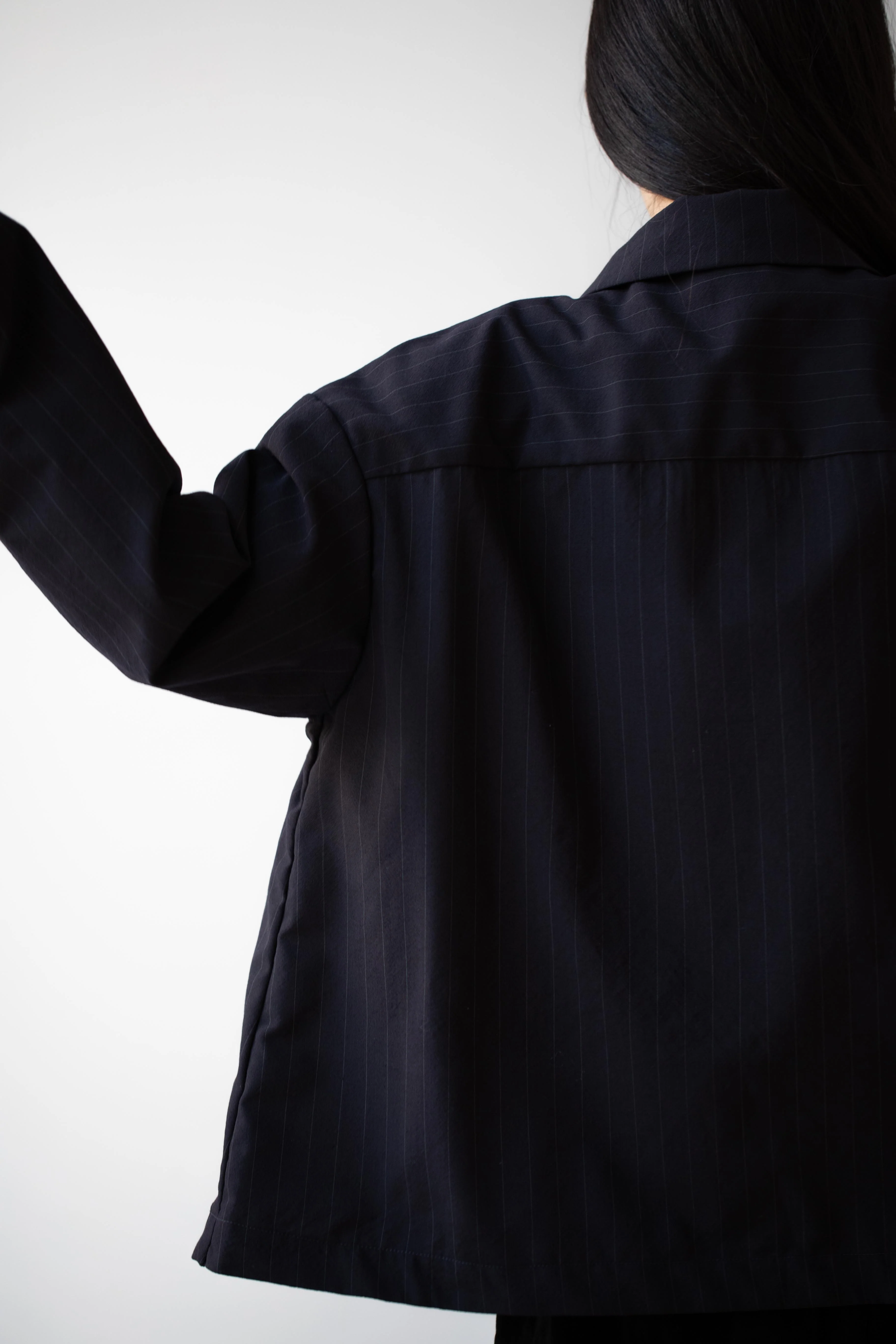 Bergfabel | Uli Jacket in Navy Stripe Wool - Image 24