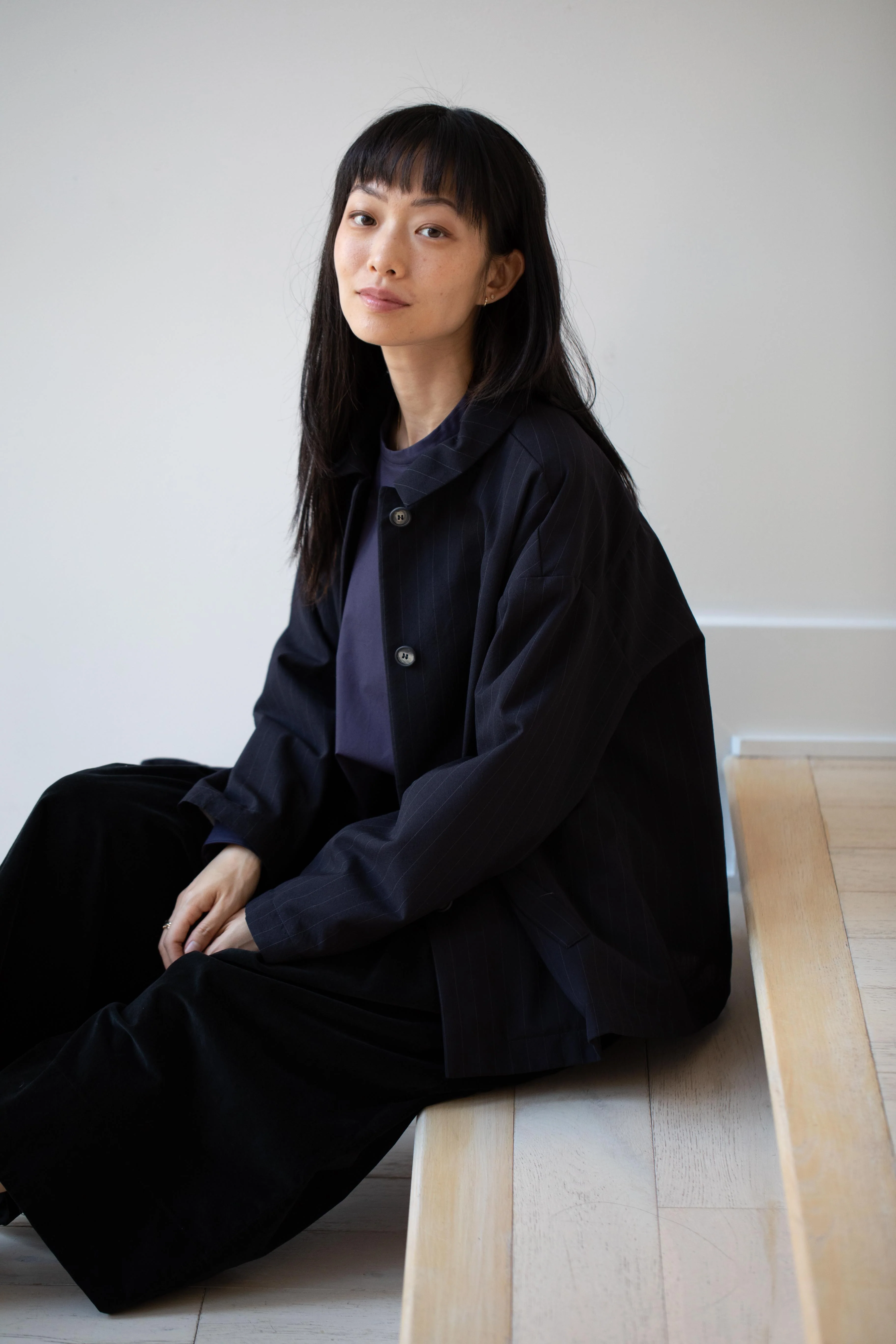 Bergfabel | Uli Jacket in Navy Stripe Wool - Image 28