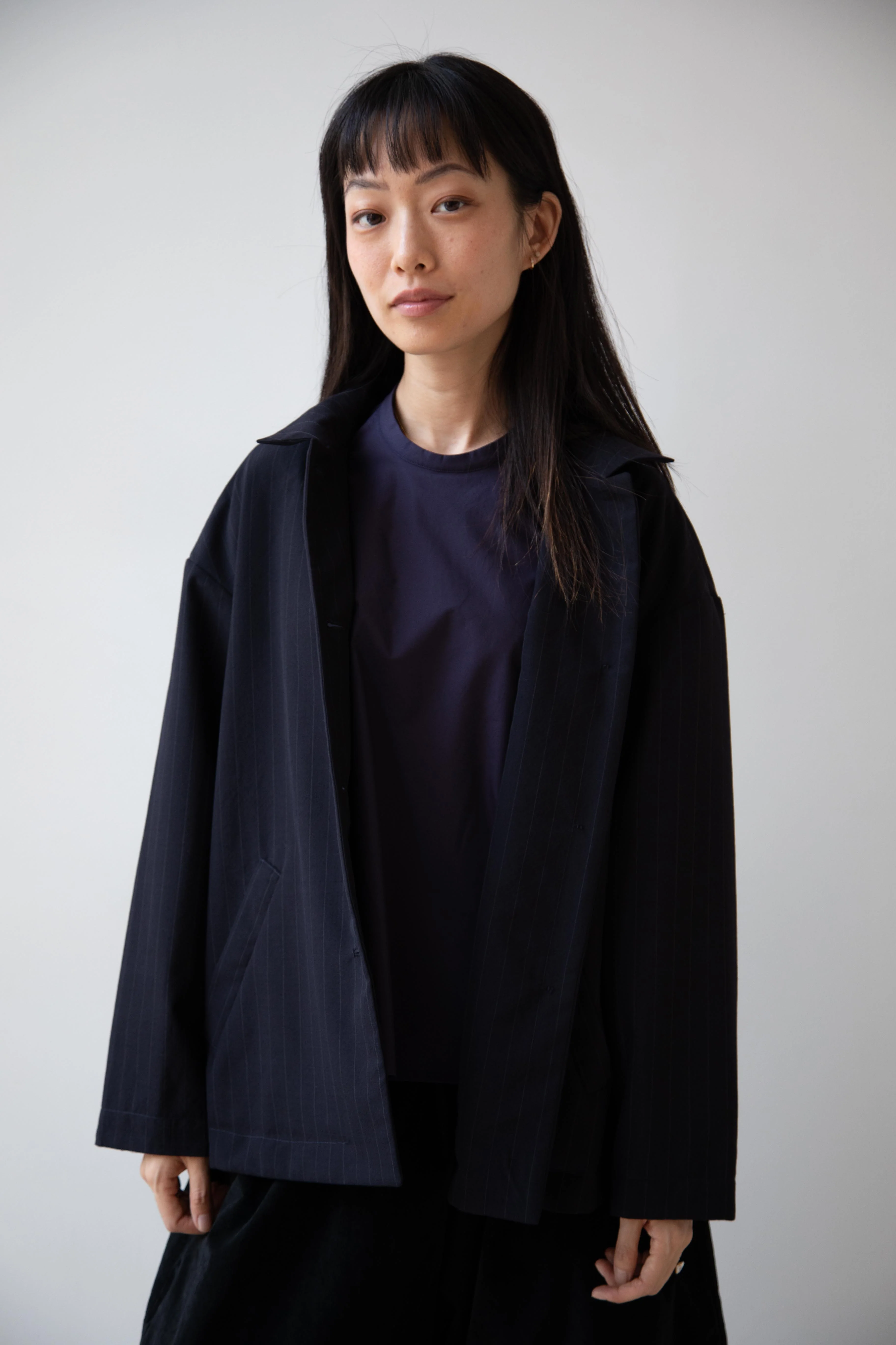 Bergfabel | Uli Jacket in Navy Stripe Wool - Image 3