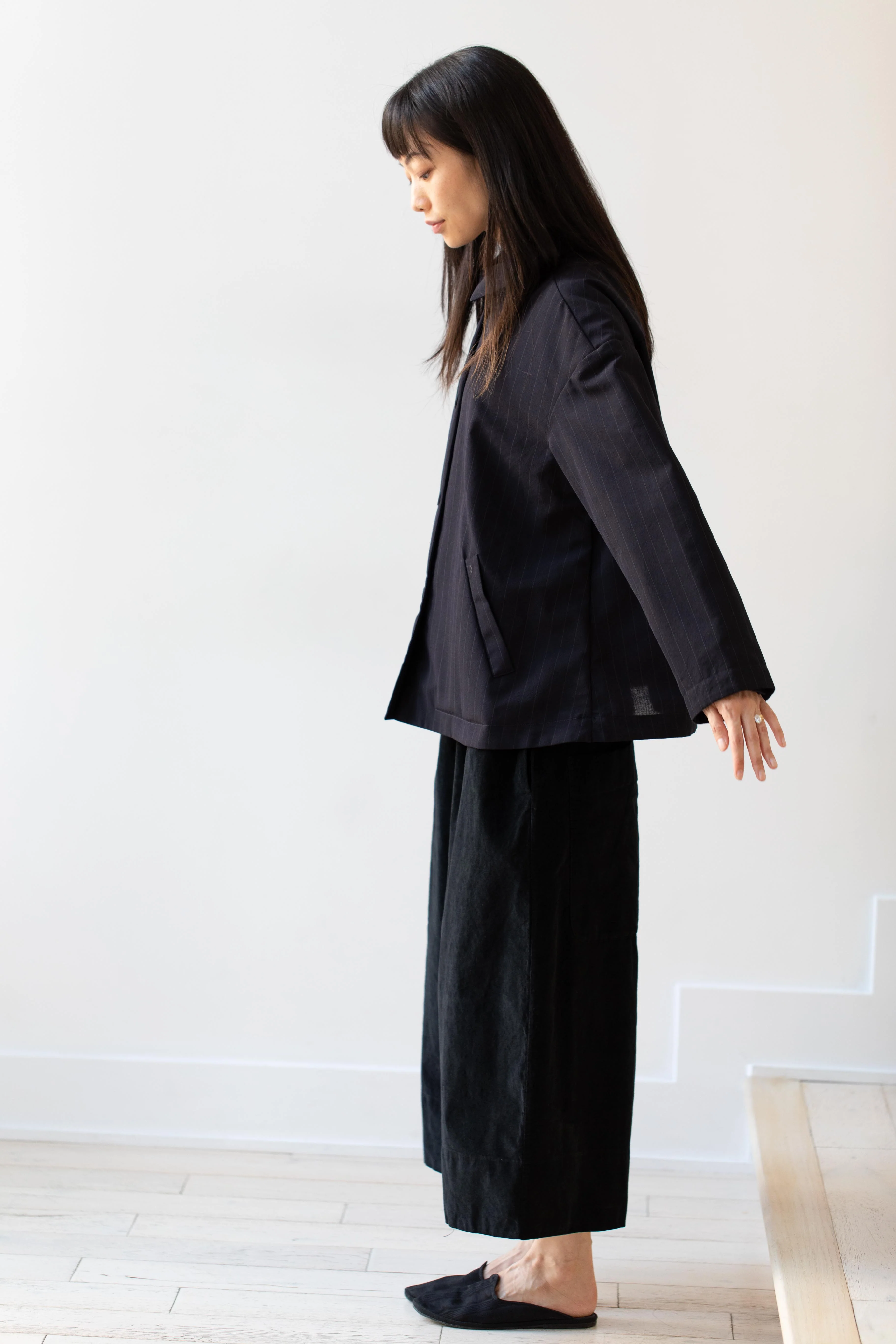 Bergfabel | Uli Jacket in Navy Stripe Wool - Image 35