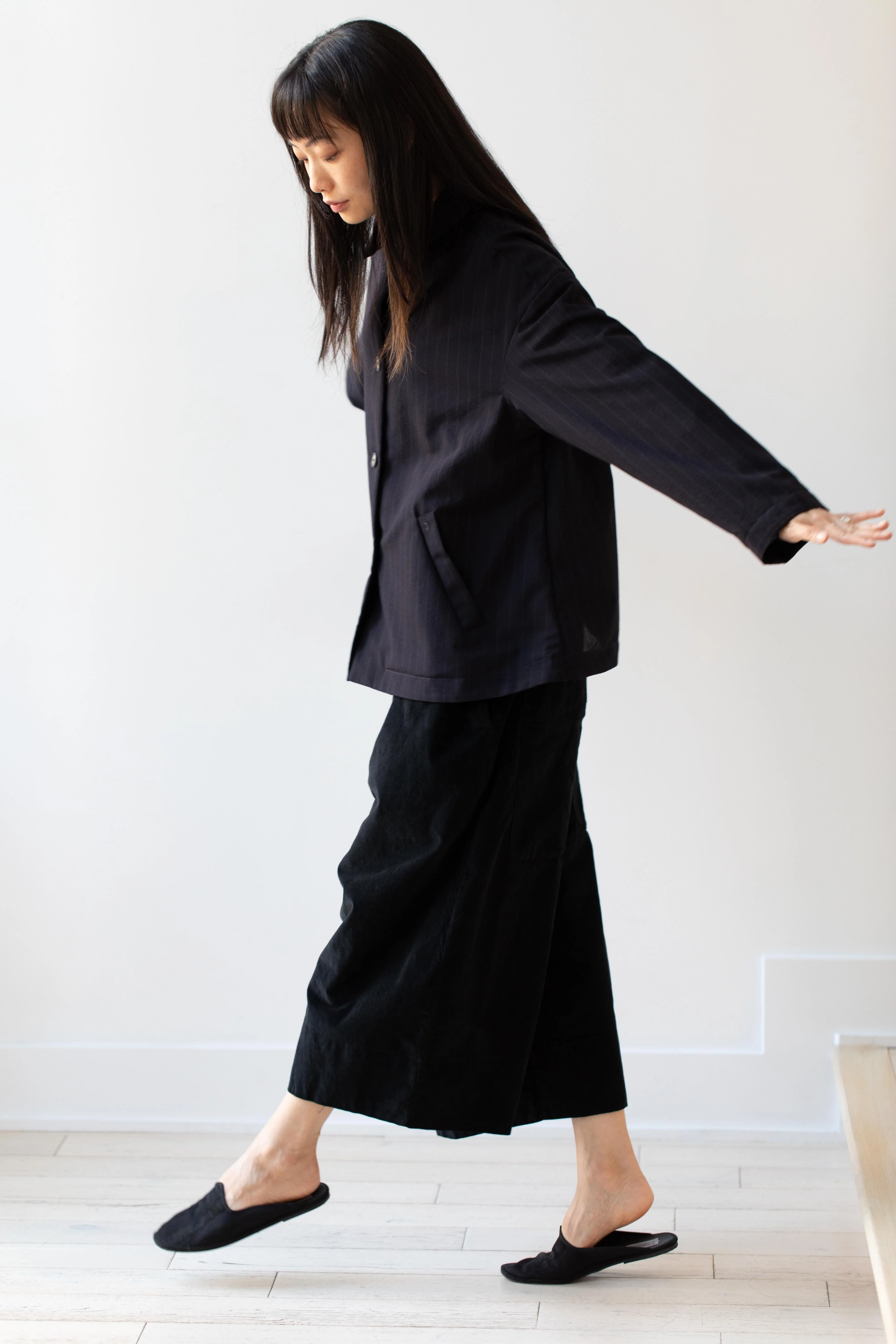 Bergfabel | Uli Jacket in Navy Stripe Wool - Image 36