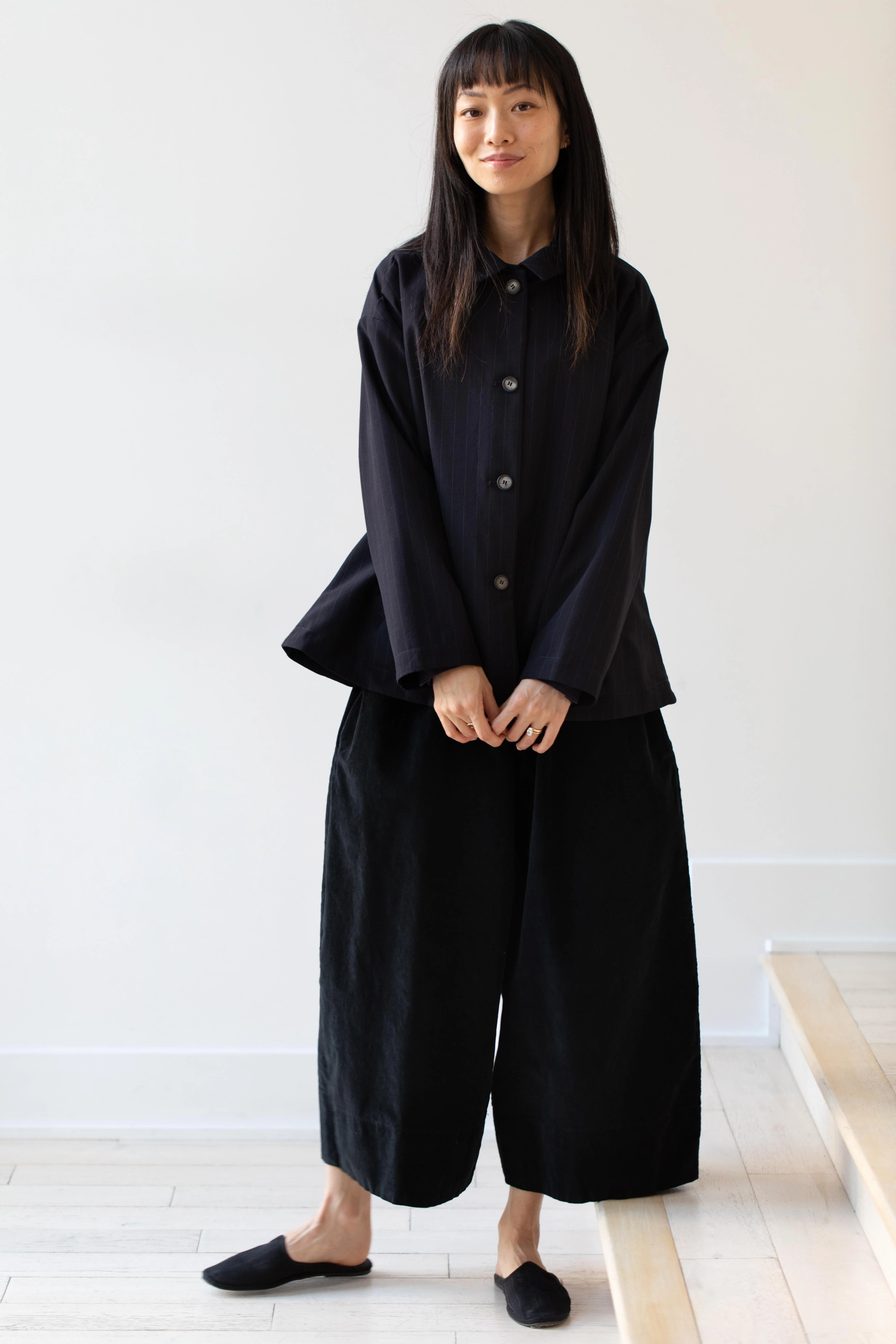 Bergfabel | Uli Jacket in Navy Stripe Wool - Image 37