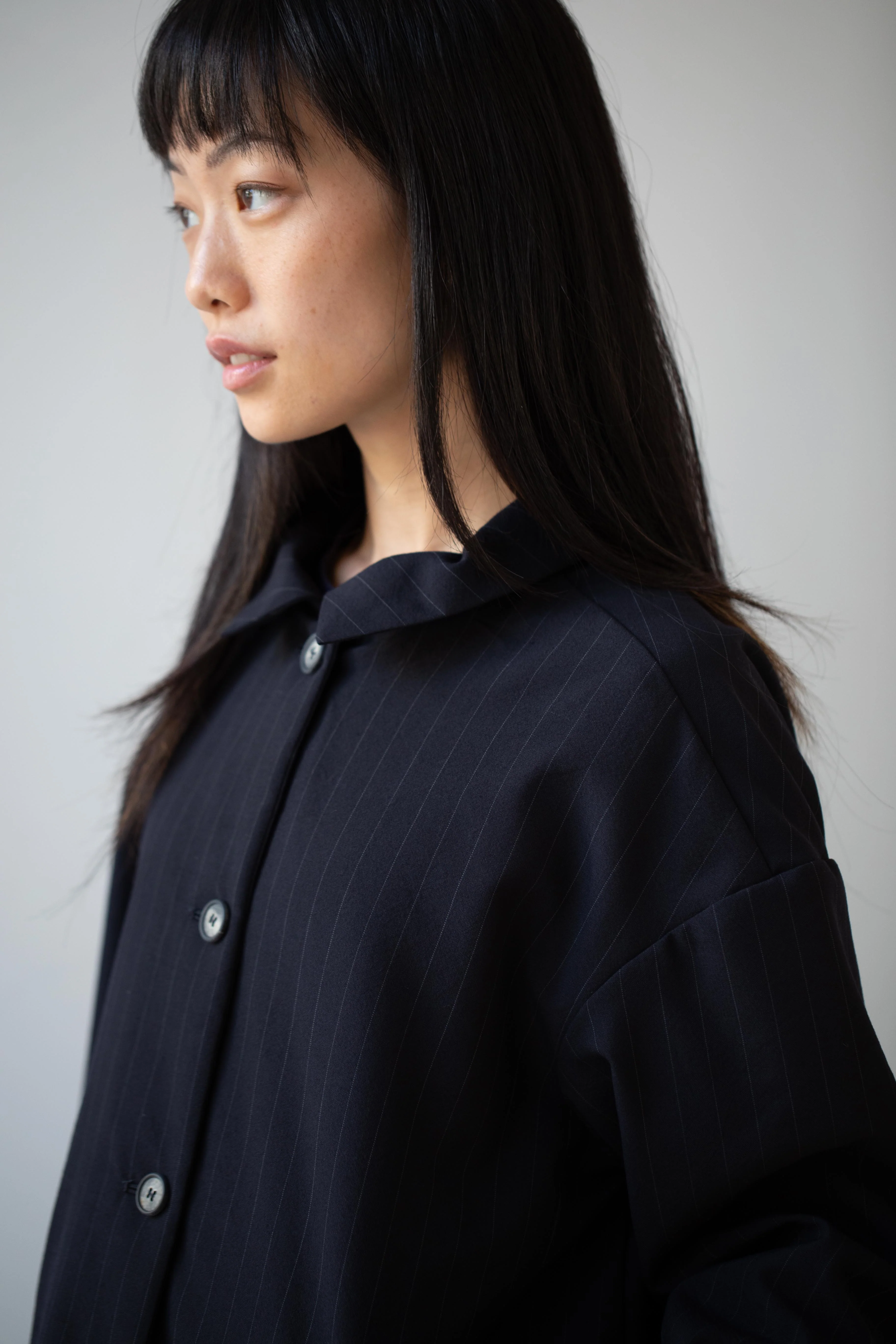 Bergfabel | Uli Jacket in Navy Stripe Wool - Image 43