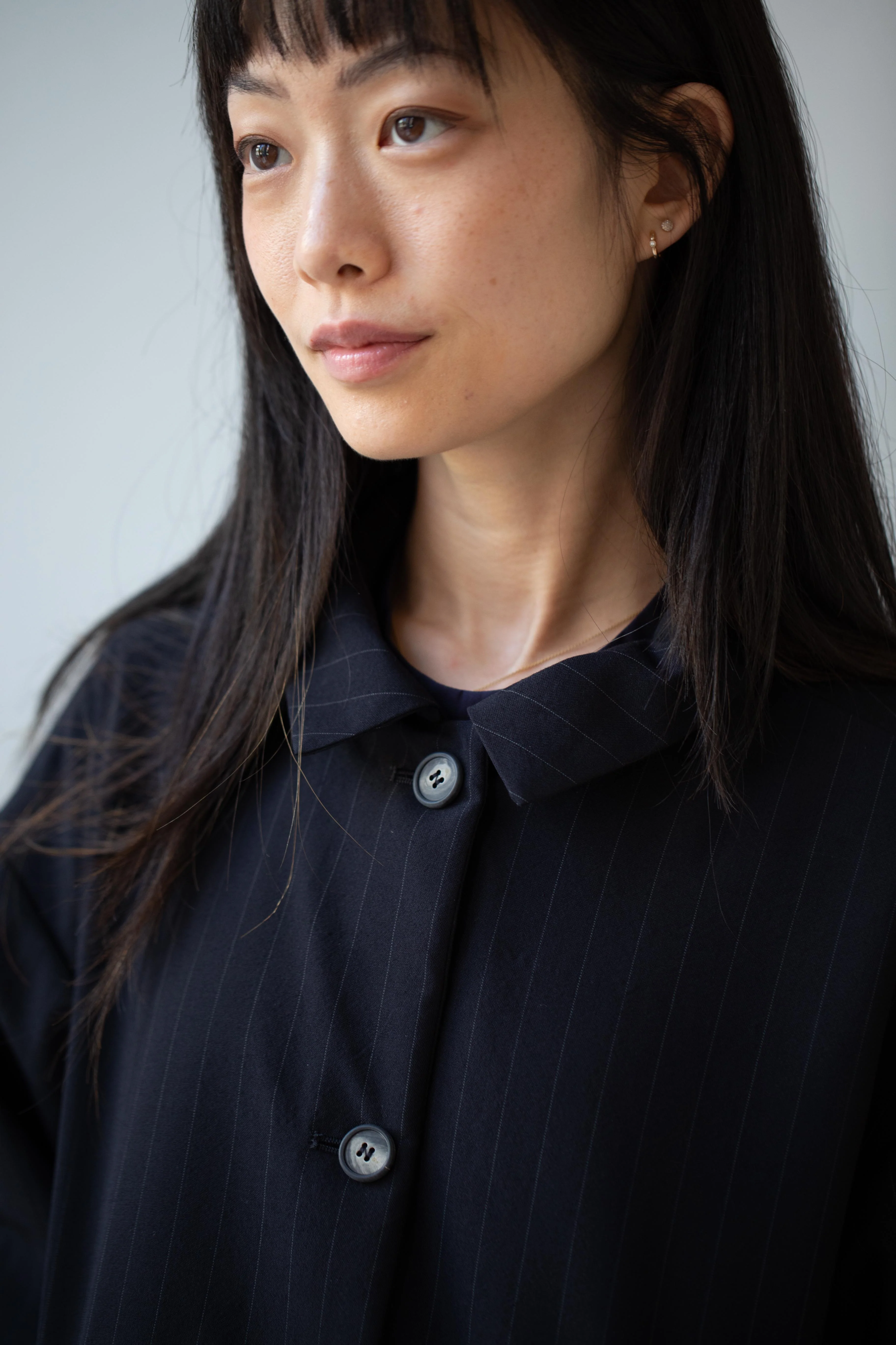 Bergfabel | Uli Jacket in Navy Stripe Wool - Image 45