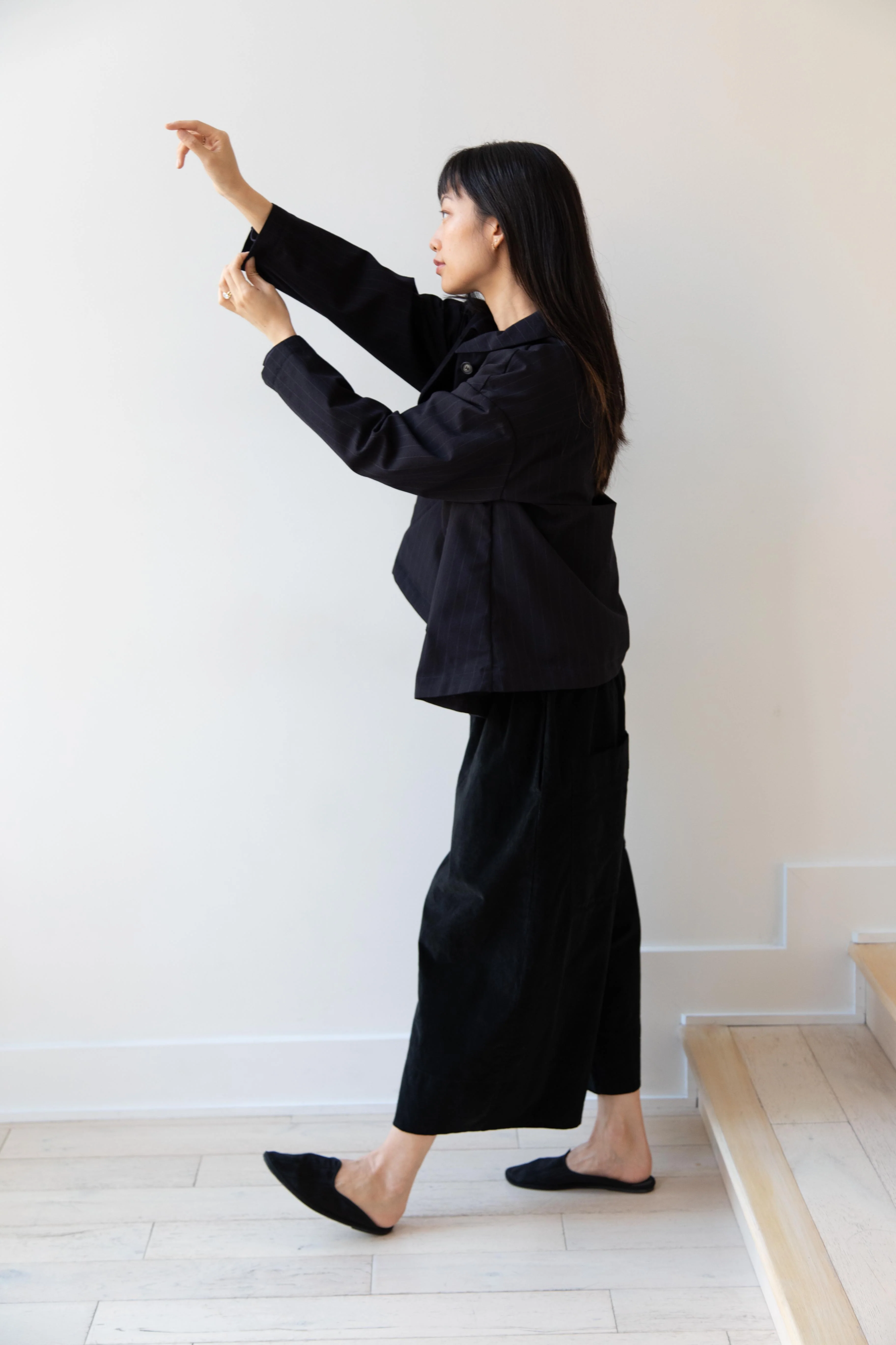 Bergfabel | Uli Jacket in Navy Stripe Wool - Image 7