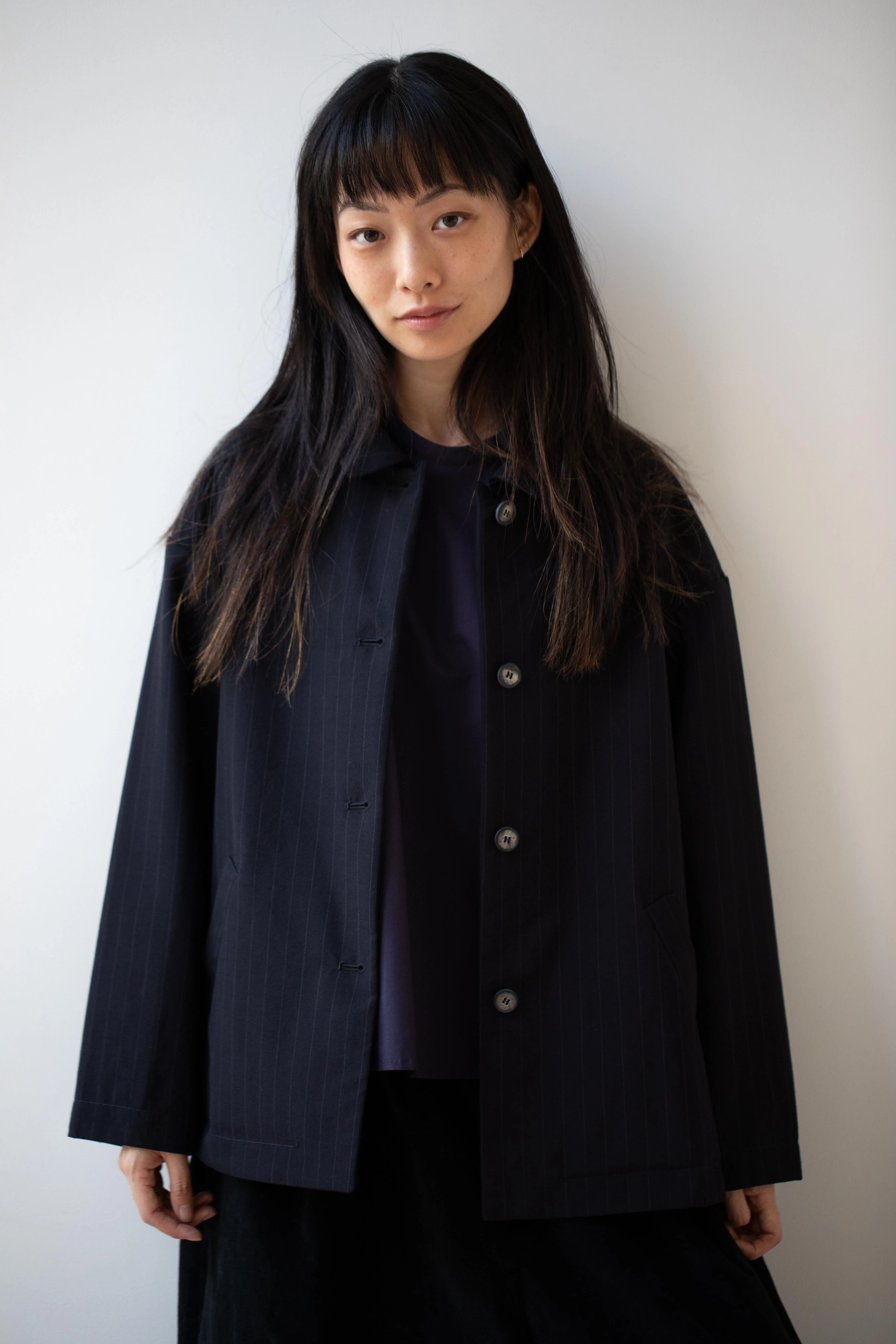 Bergfabel | Uli Jacket in Navy Stripe Wool - Image 9