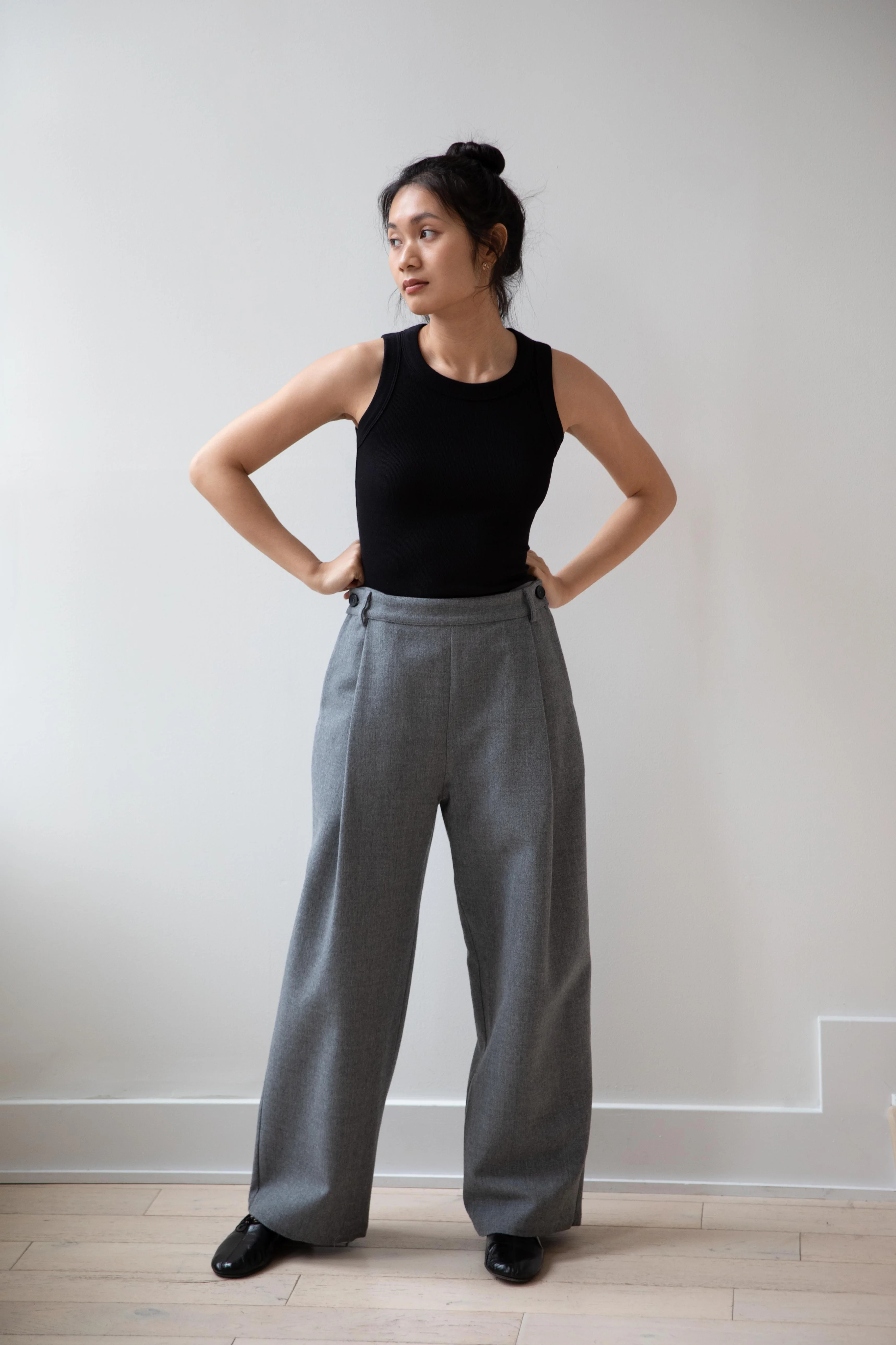 Cawley | Georgia Trouser in Light Grey Wool