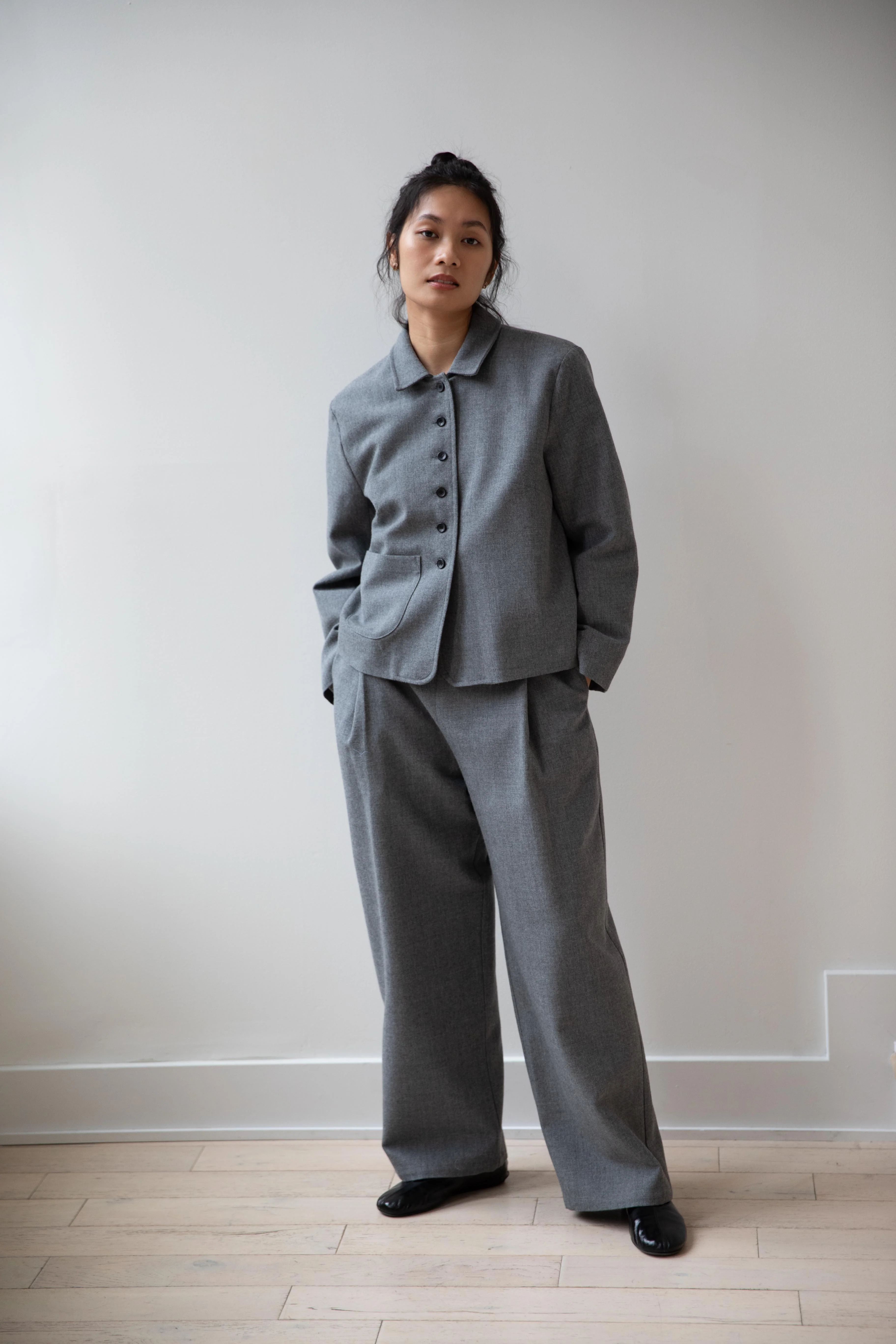 Cawley | Georgia Trouser in Light Grey Wool - Image 12