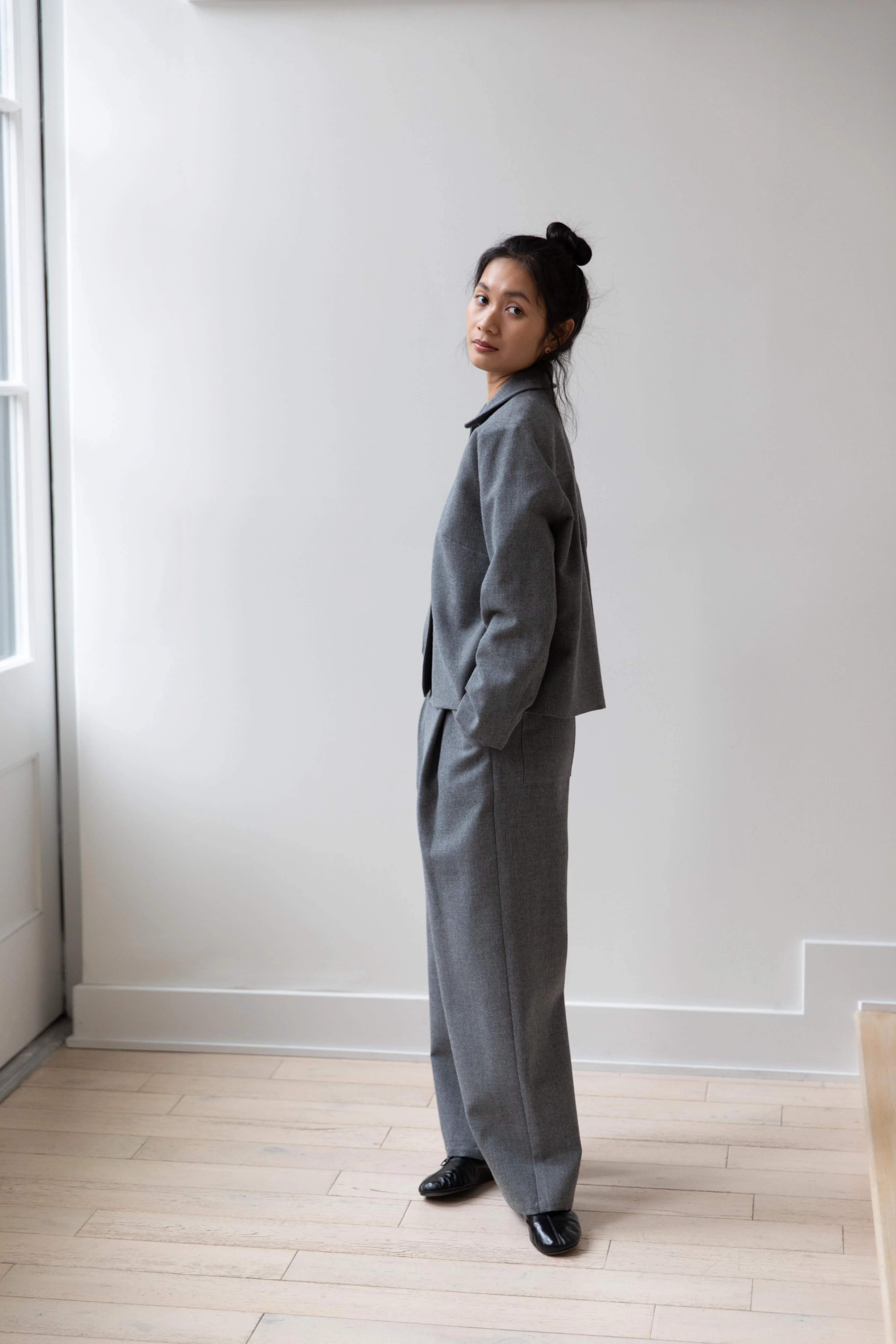 Cawley | Georgia Trouser in Light Grey Wool - Image 21