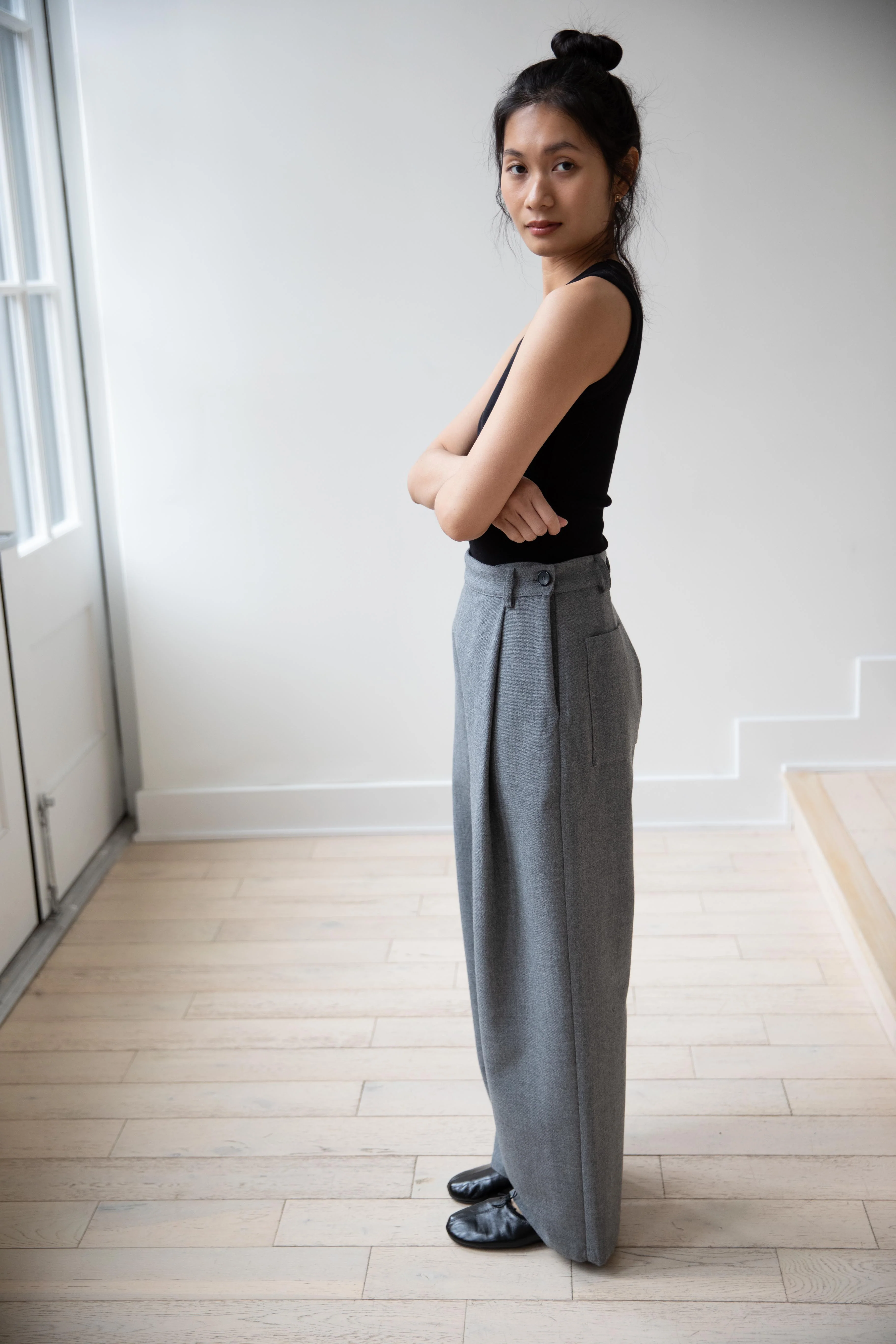 Cawley | Georgia Trouser in Light Grey Wool - Image 9