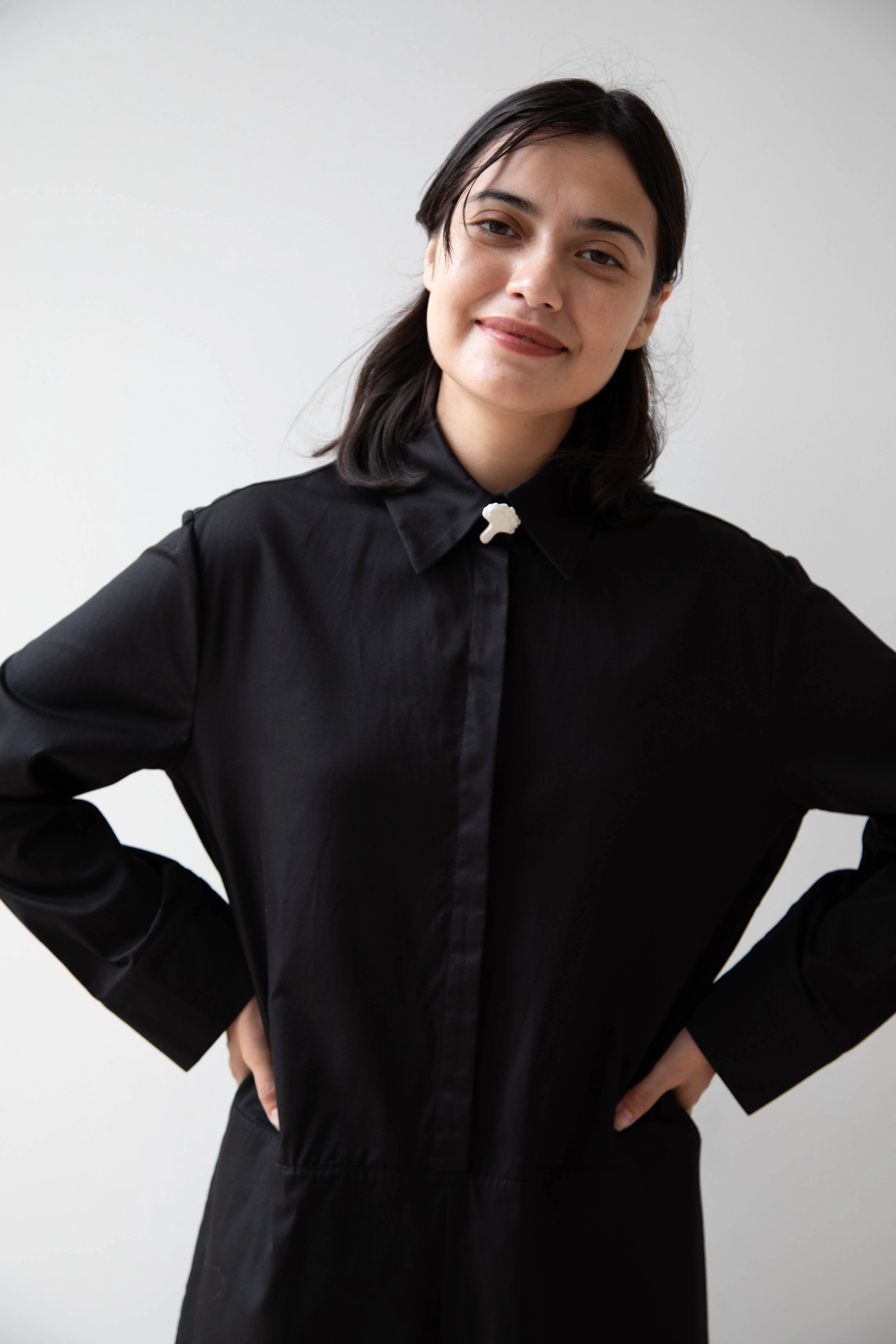 Delegan | Dress With Parcel Button in Black - Image 12