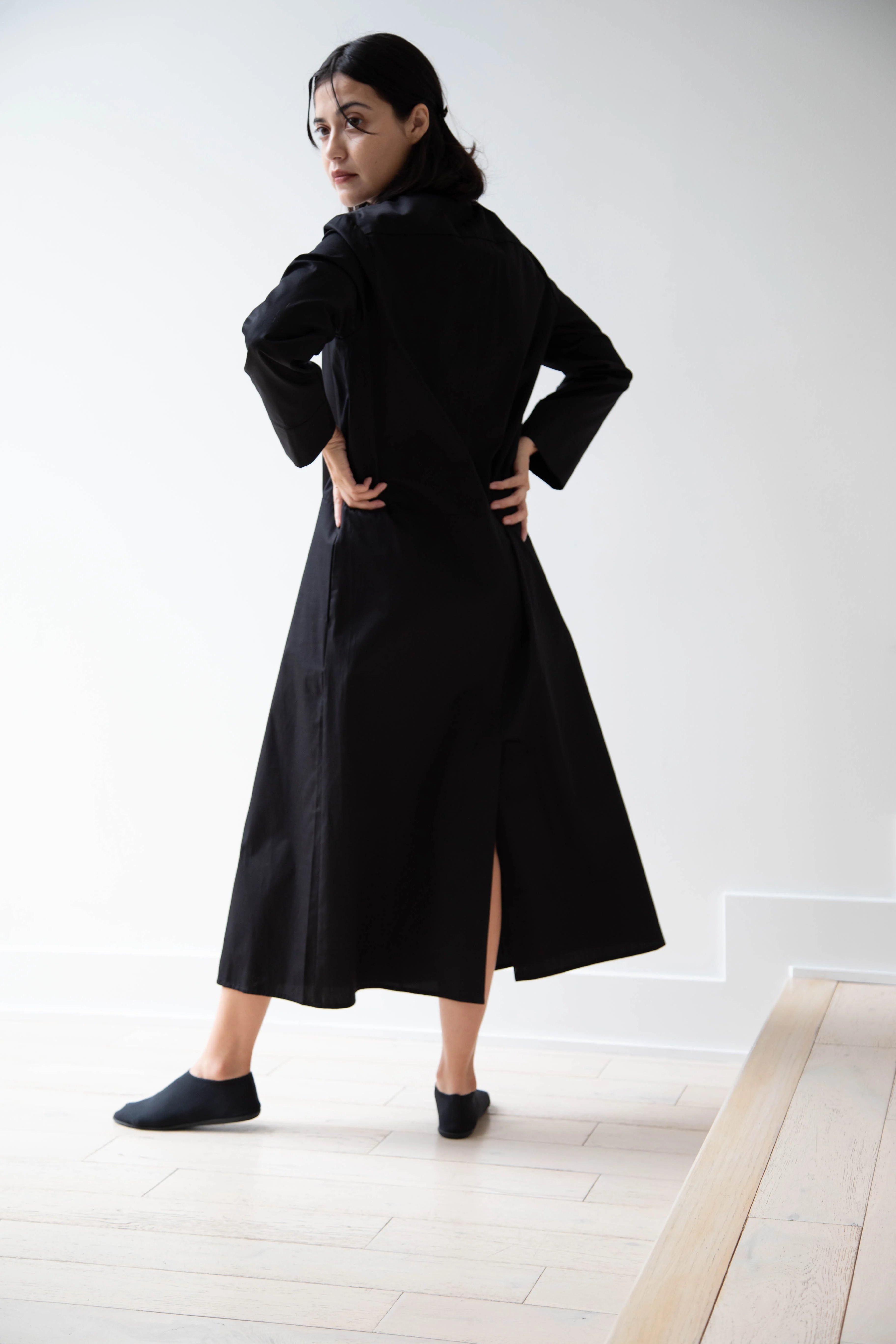 Delegan | Dress With Parcel Button in Black - Image 13