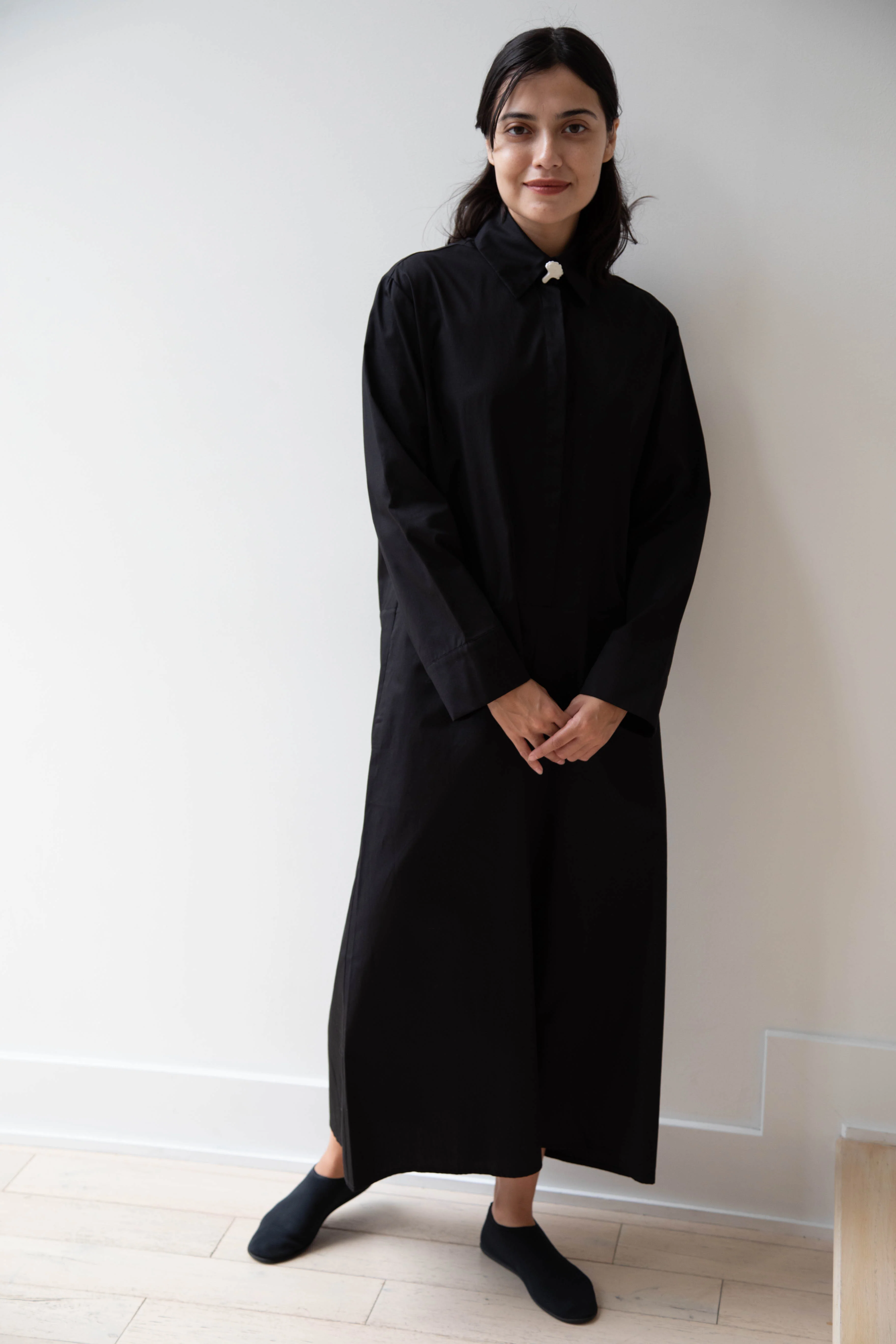 Delegan | Dress With Parcel Button in Black - Image 26
