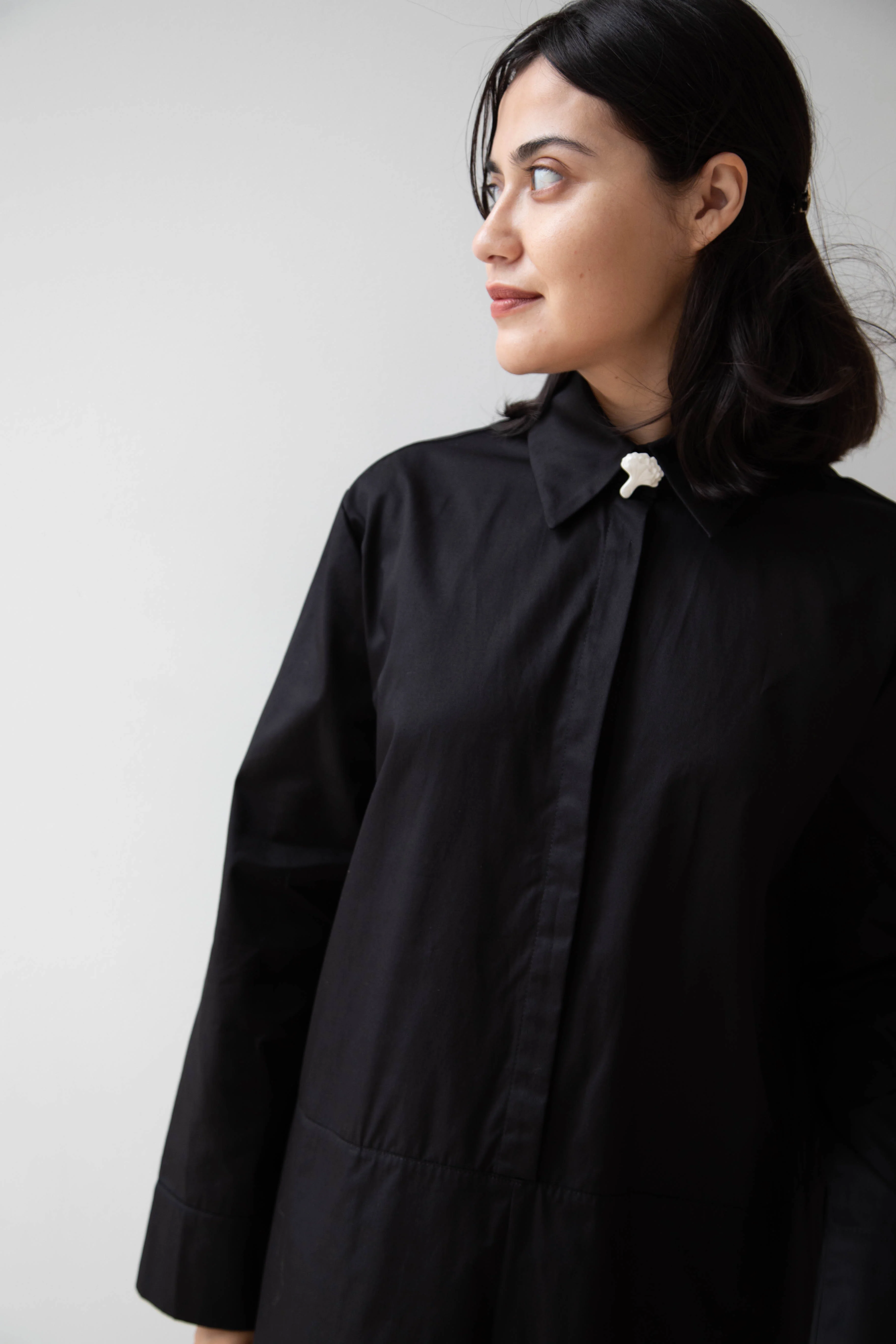 Delegan | Dress With Parcel Button in Black - Image 29