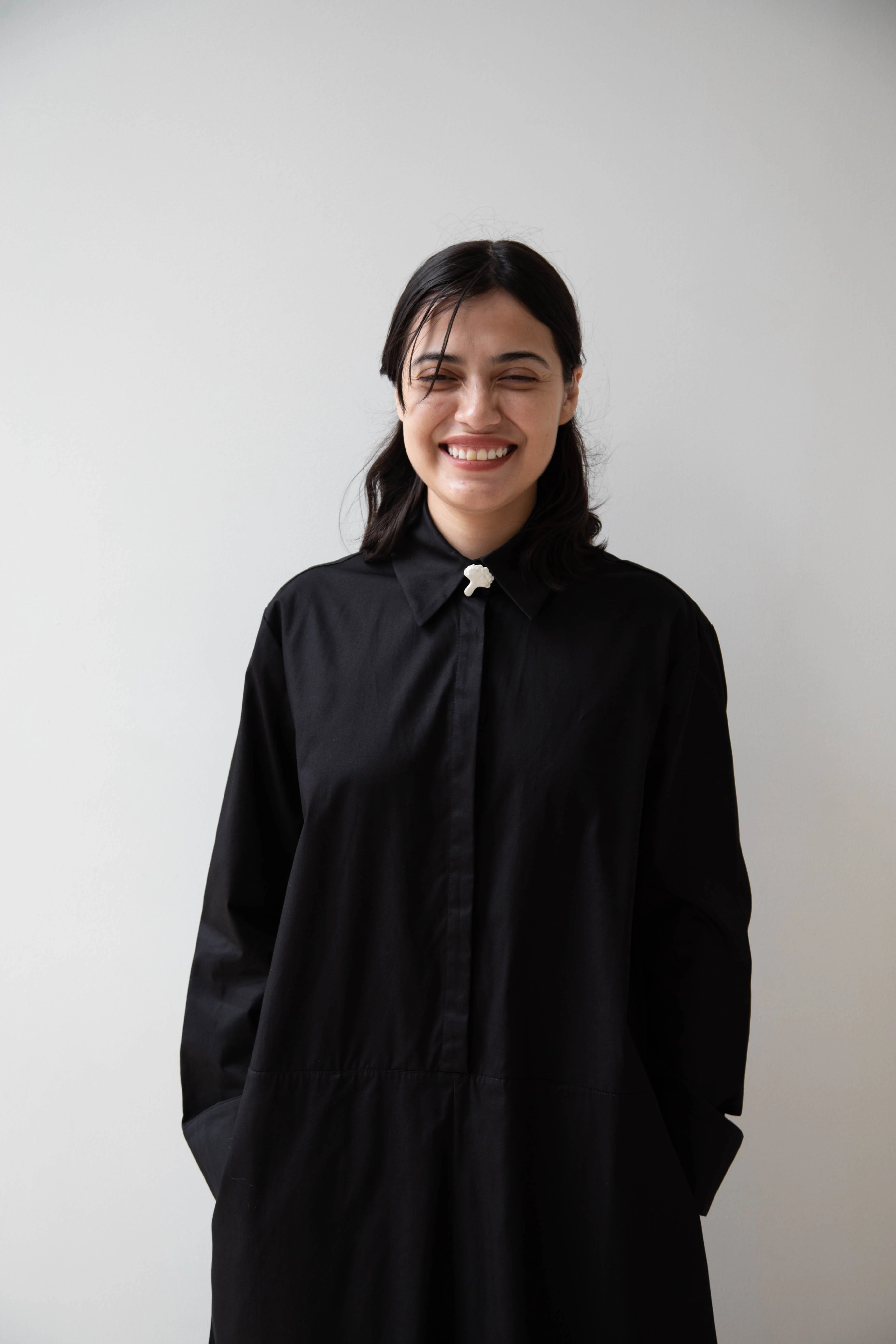Delegan | Dress With Parcel Button in Black - Image 30