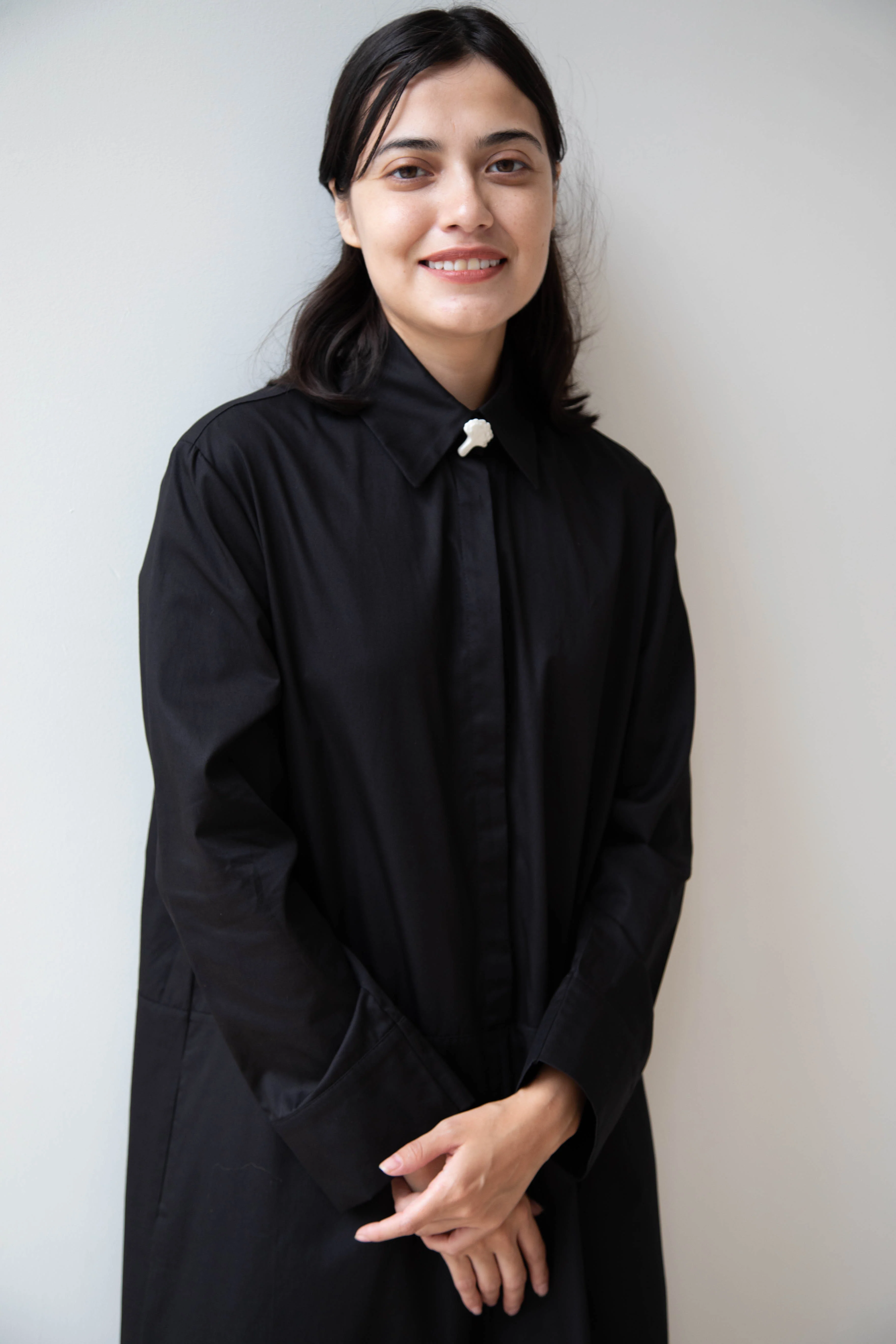 Delegan | Dress With Parcel Button in Black - Image 31
