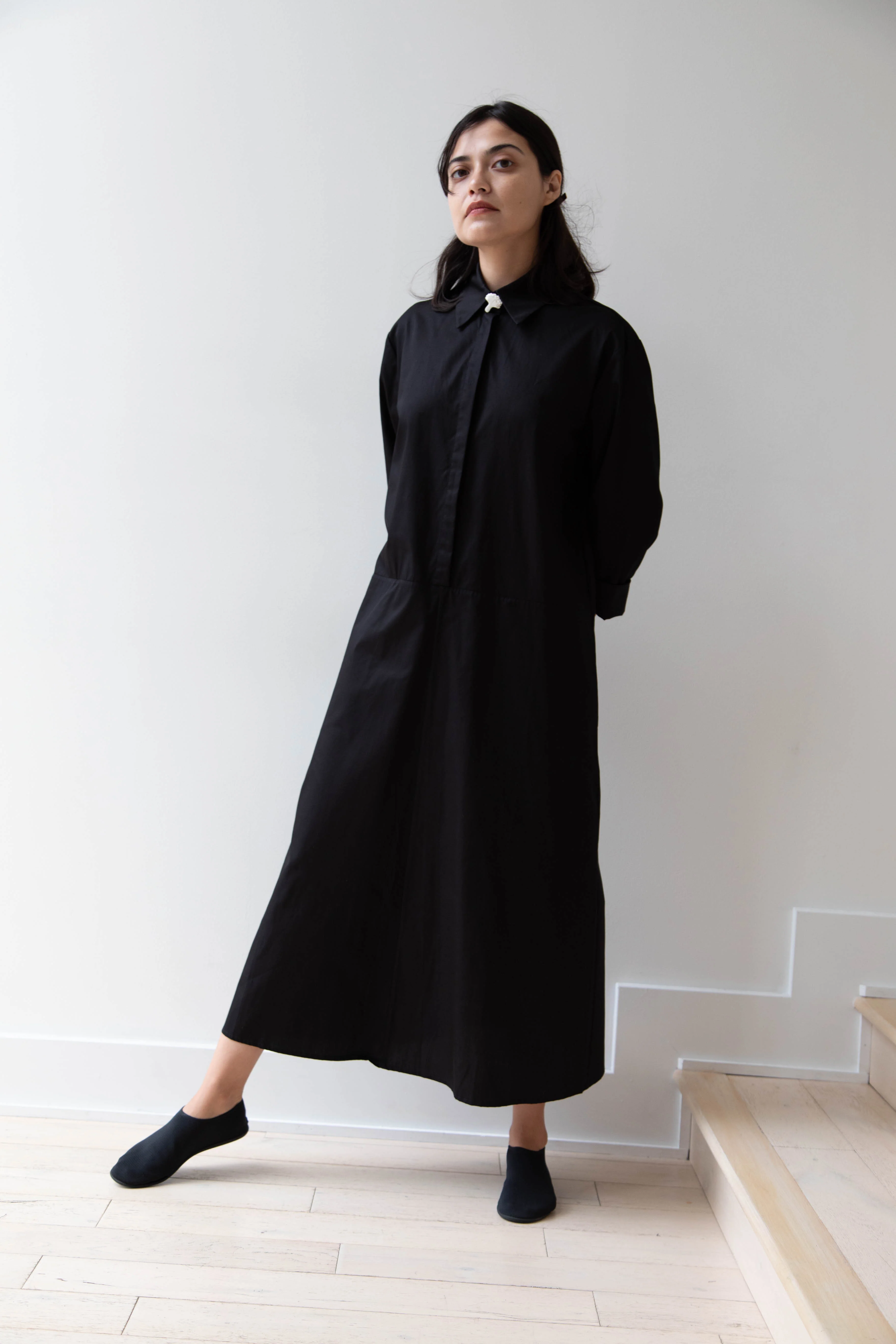 Delegan | Dress With Parcel Button in Black - Image 36