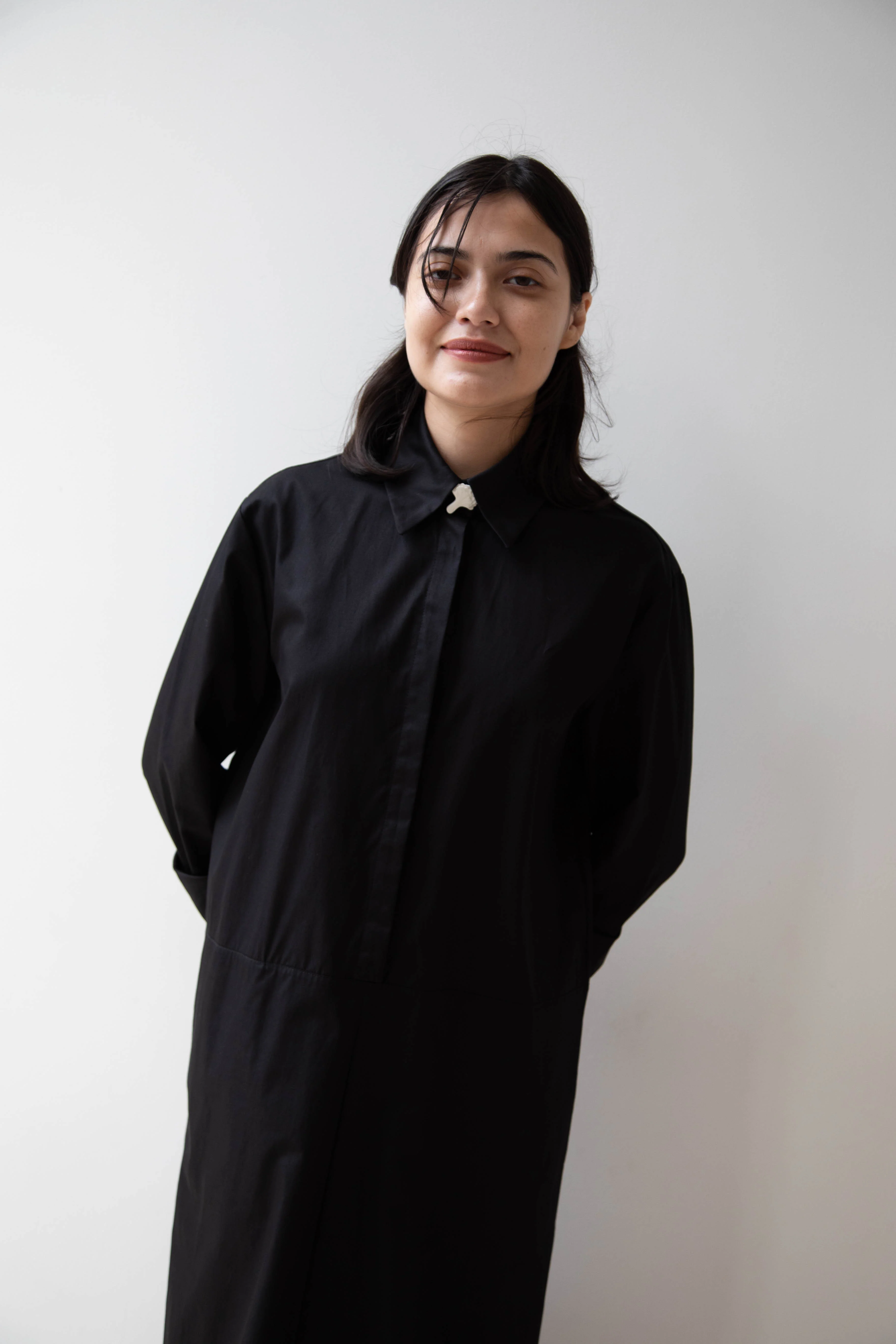Delegan | Dress With Parcel Button in Black - Image 40