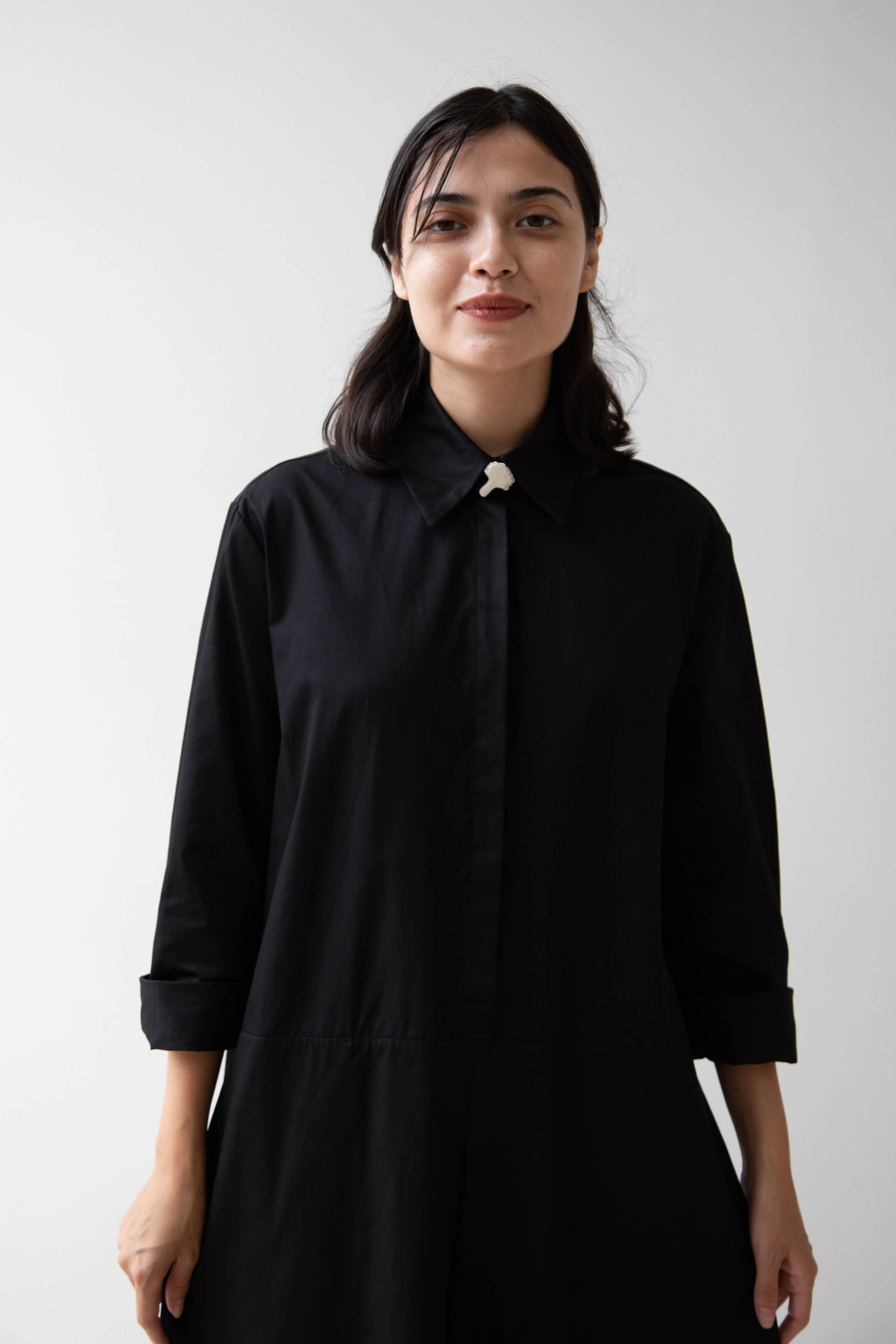 Delegan | Dress With Parcel Button in Black - Image 42